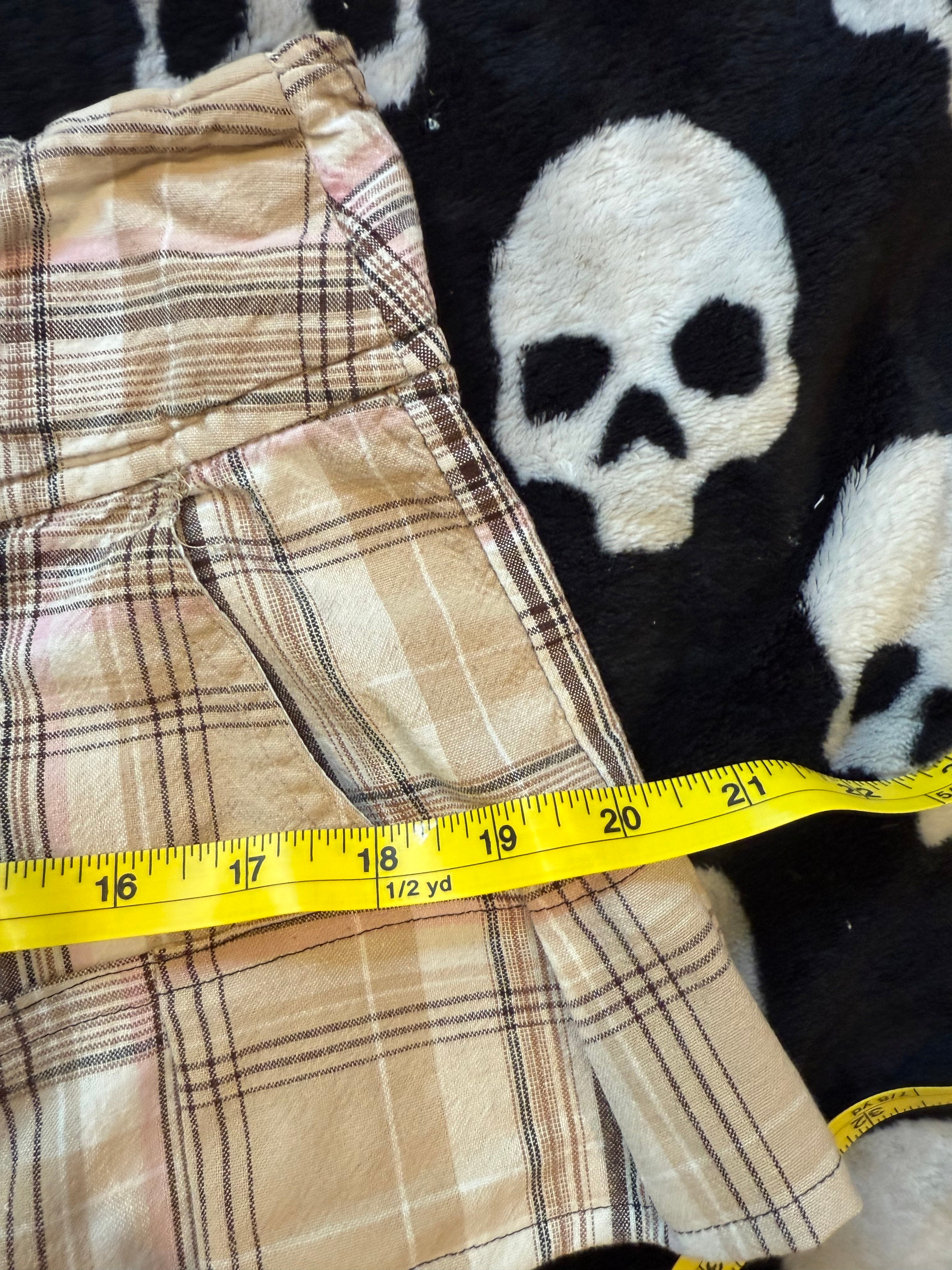 tan & black plaid mini skirt size m