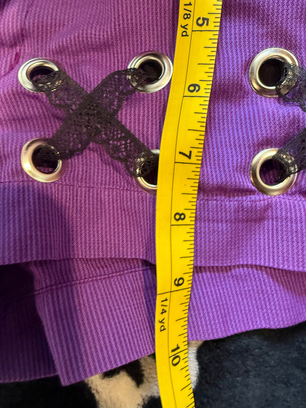 purple striped lace up shorts size m