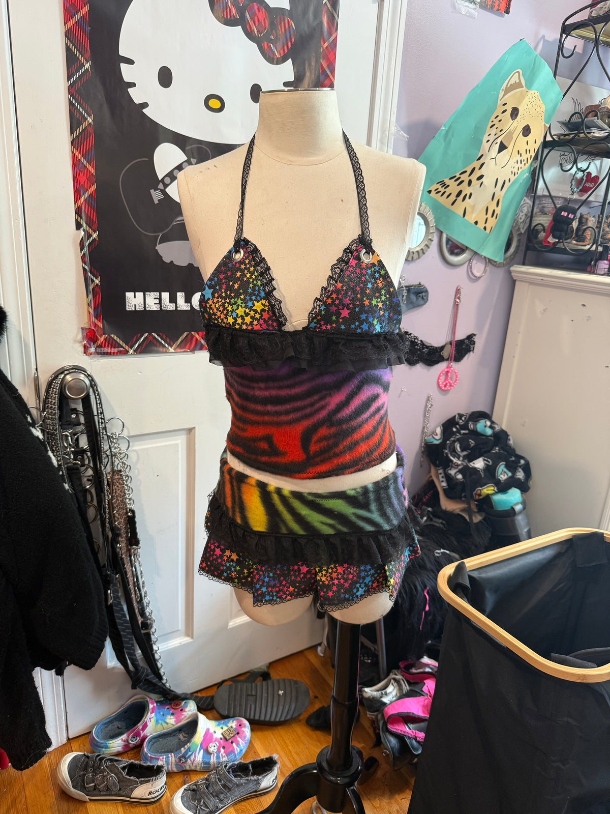rainbow zebra star lace set size xs/s