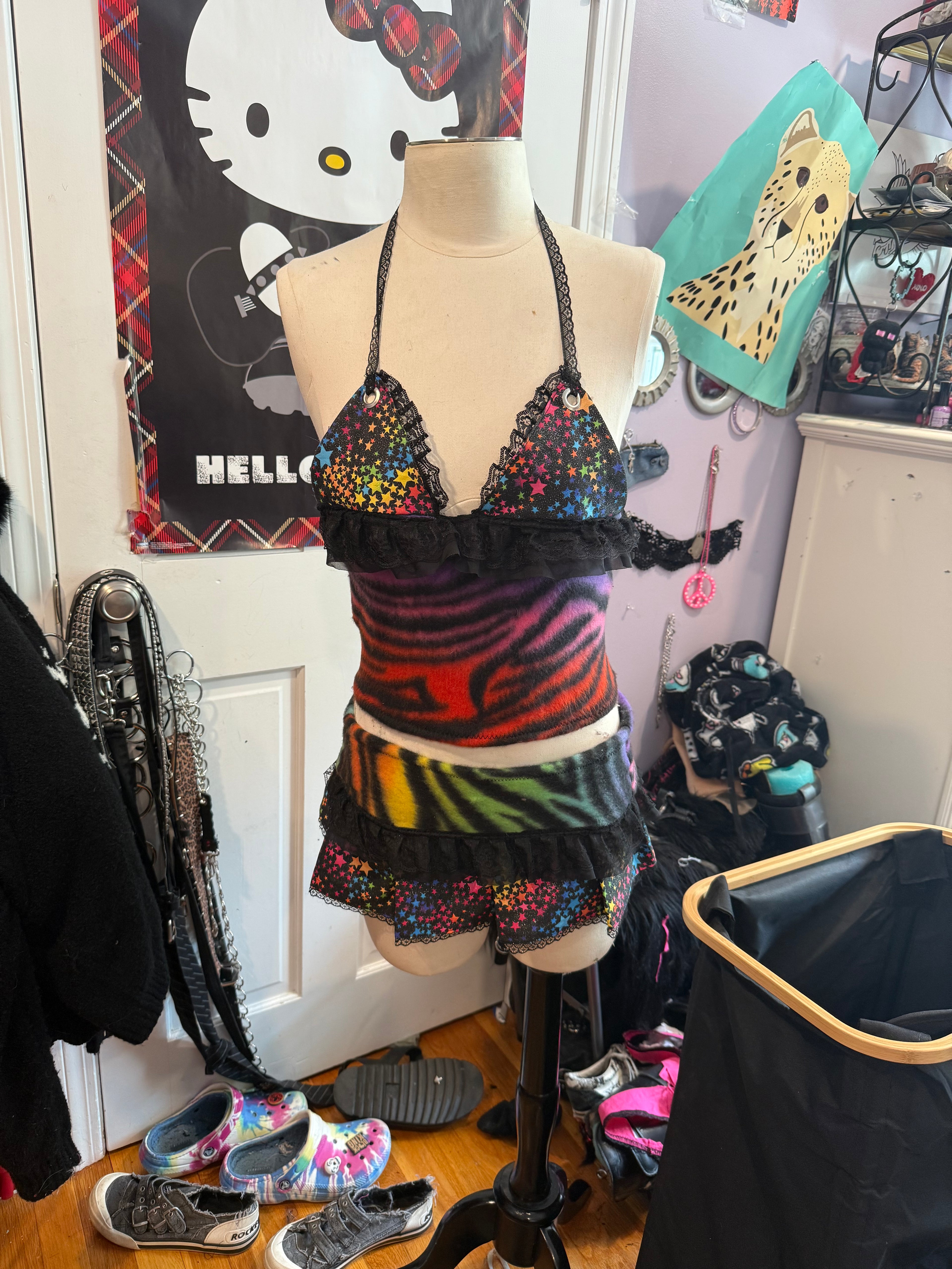 rainbow zebra star lace set size xs/s