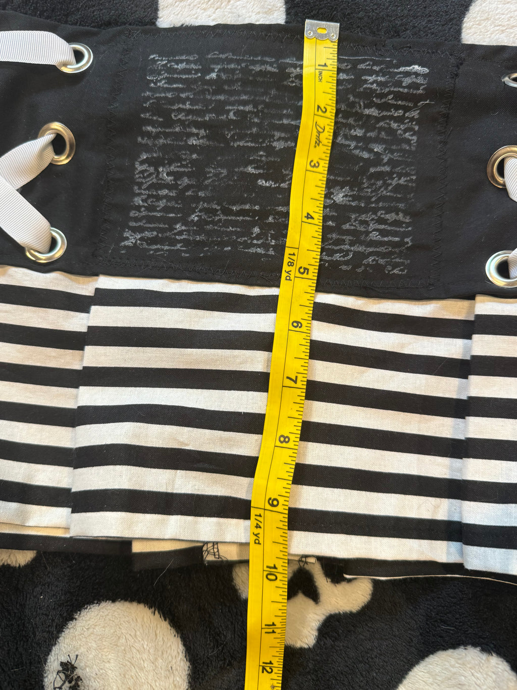 script stripe lace up skirt size m