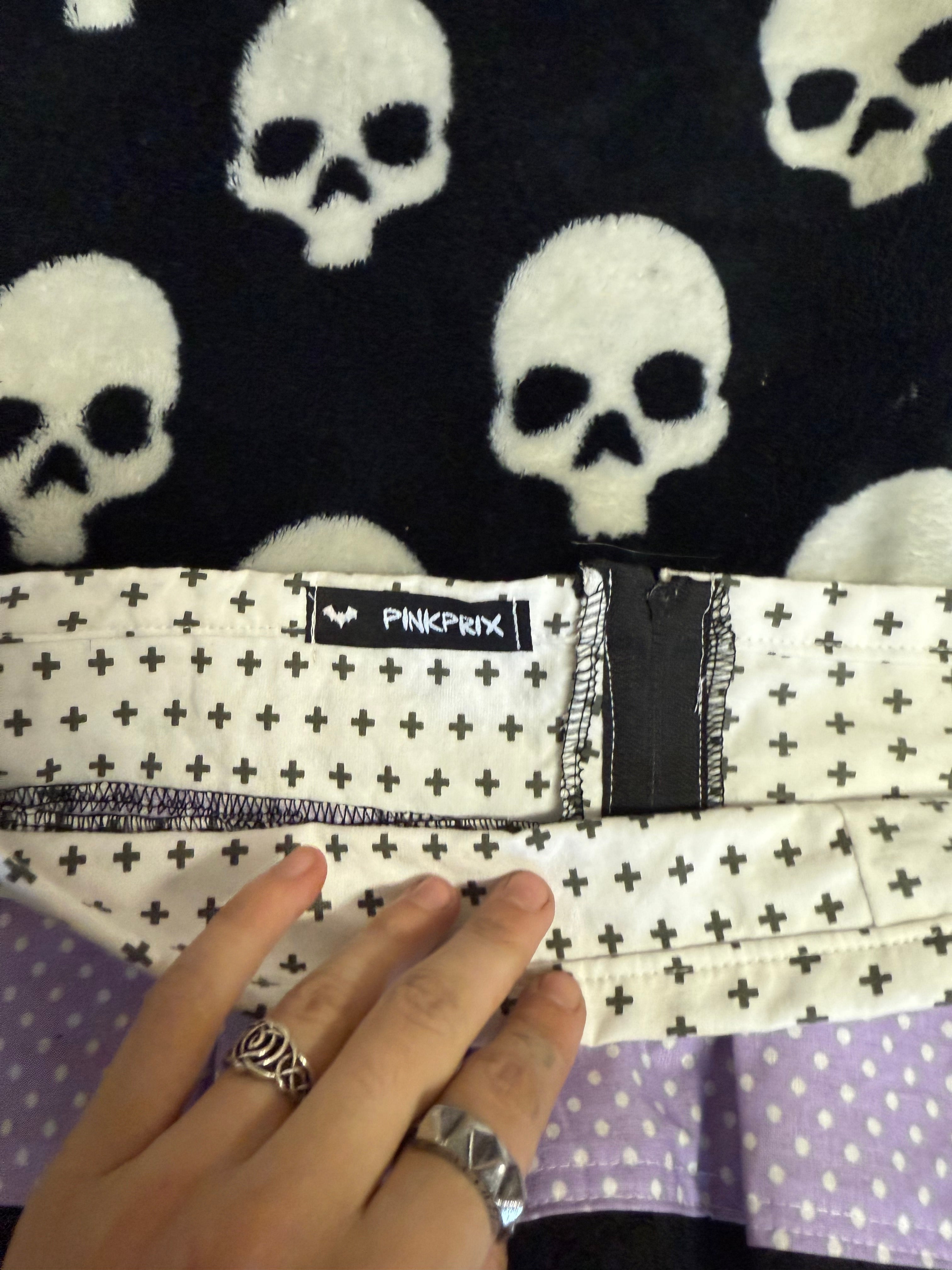 pastel goth polka dot cross micro skirt size xs/s