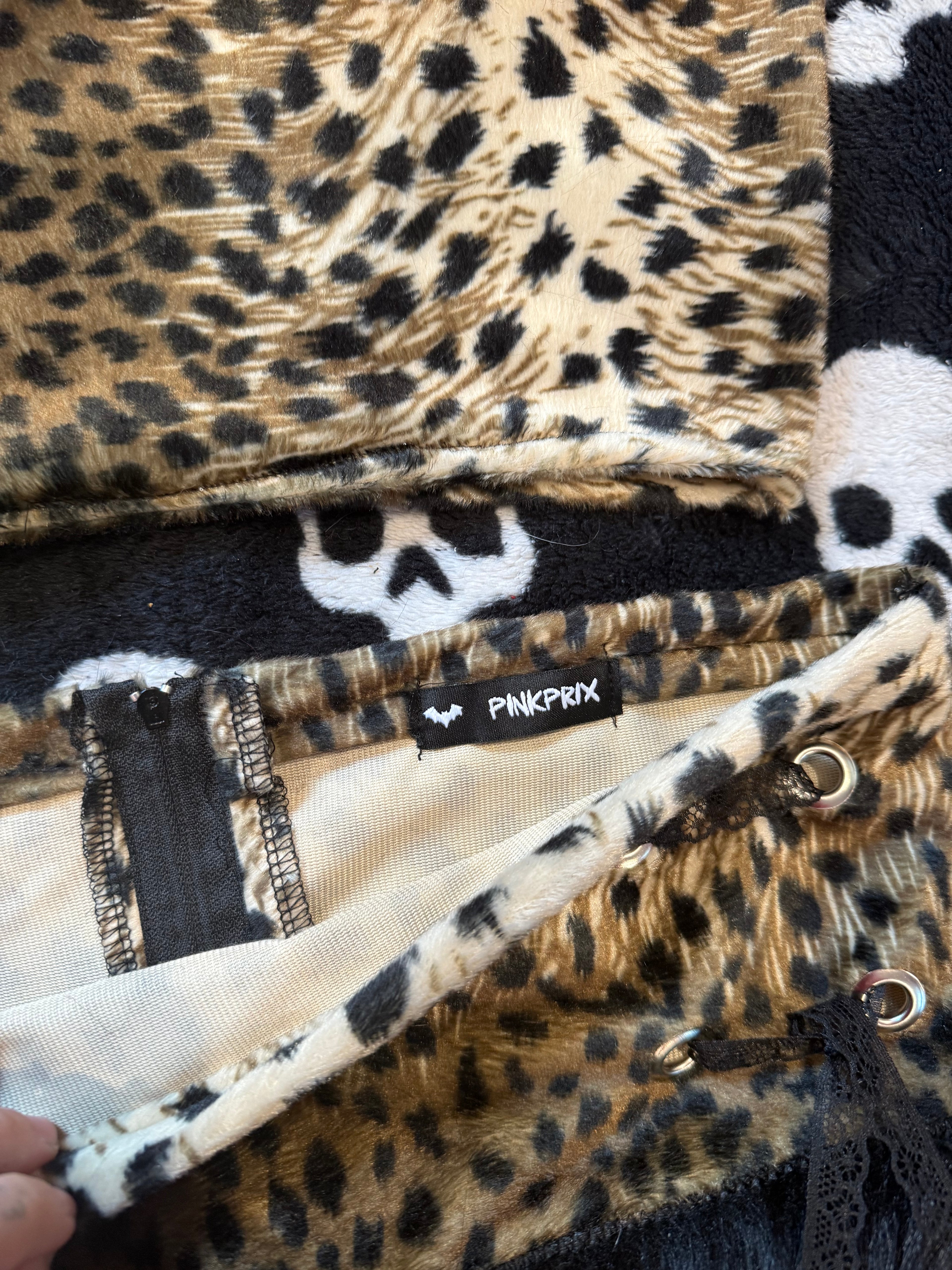 cheetah print fur set size m