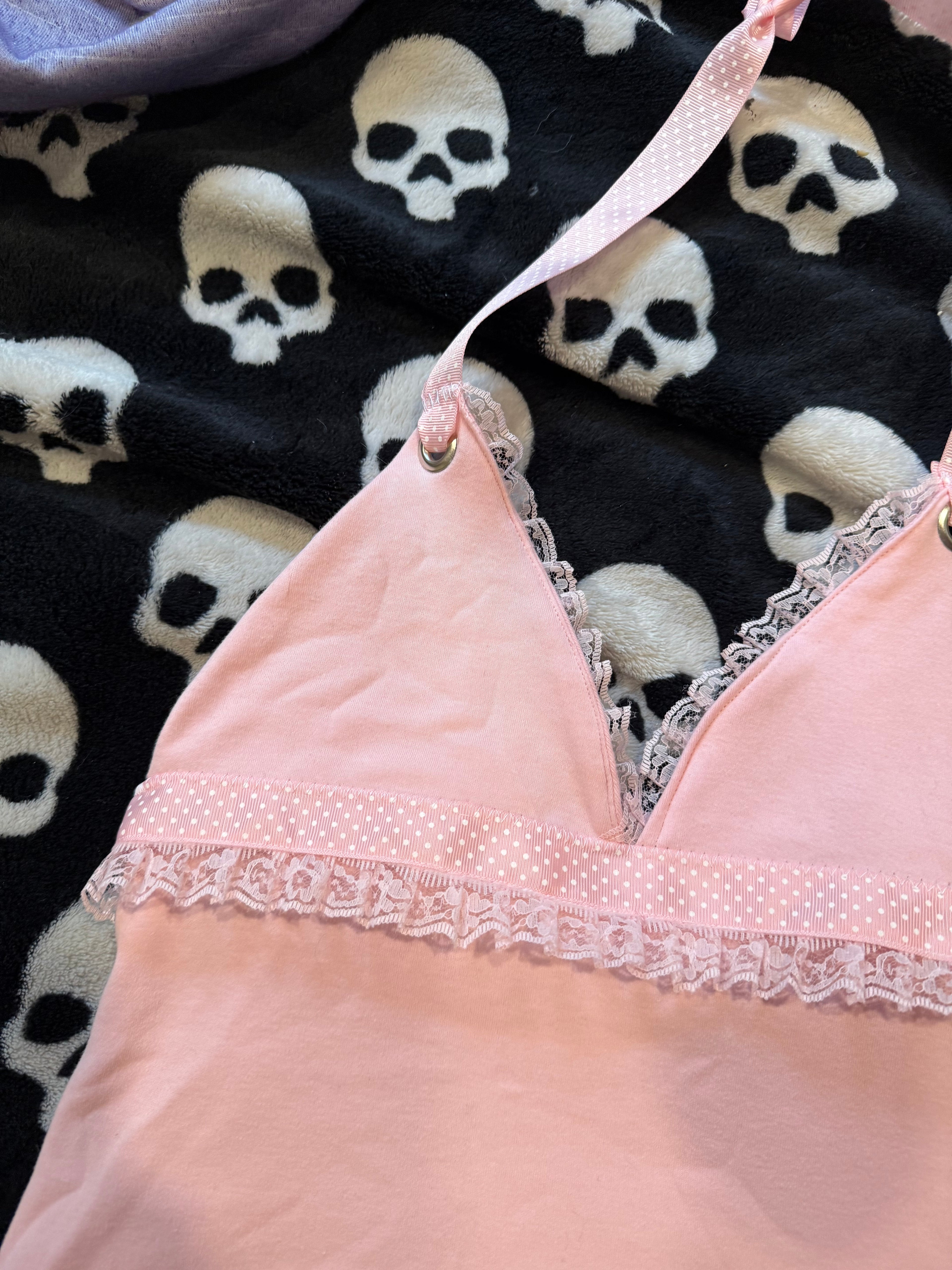 pink polka dot halter top size s
