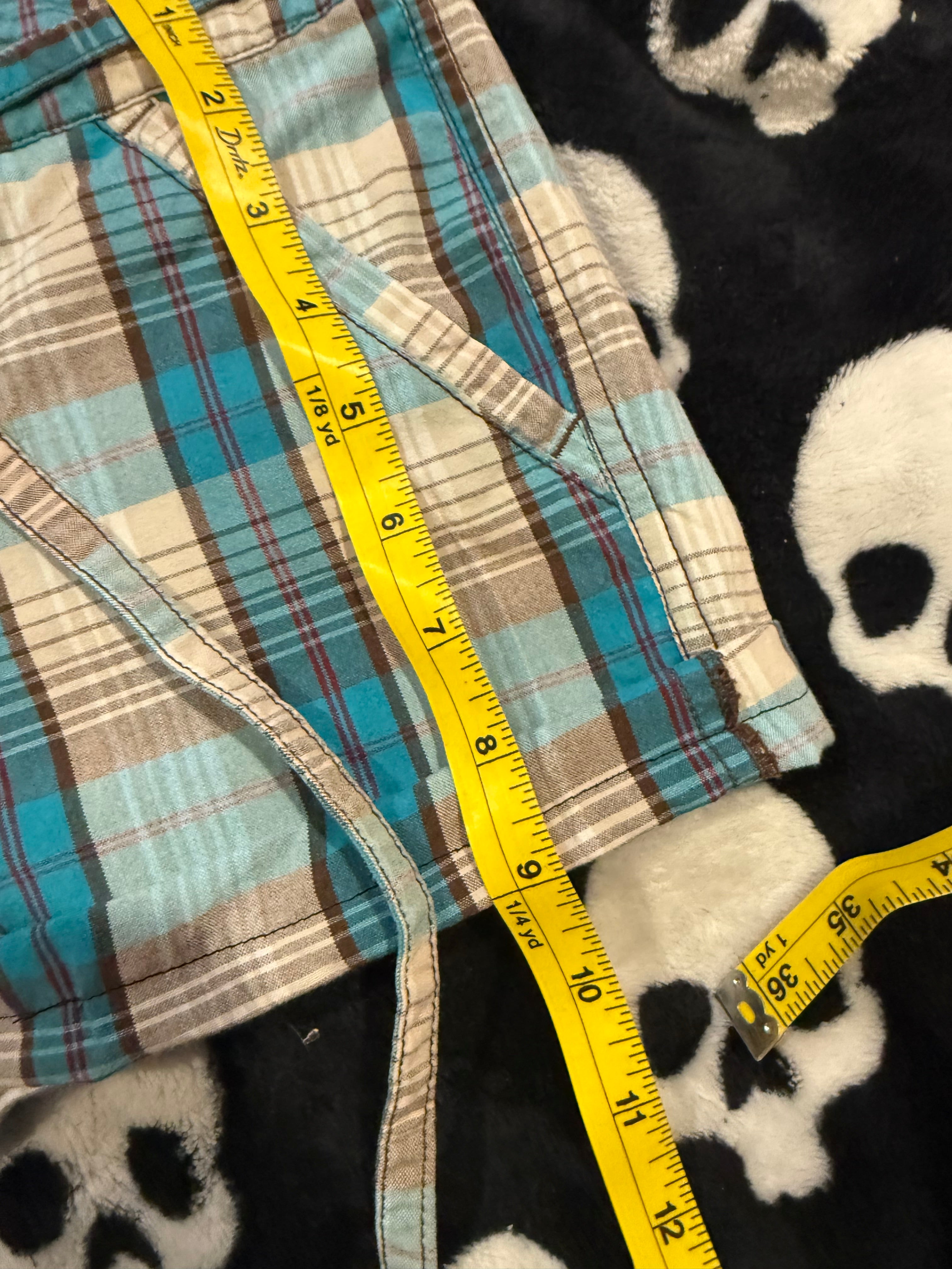 blue & white plaid shorts size m
