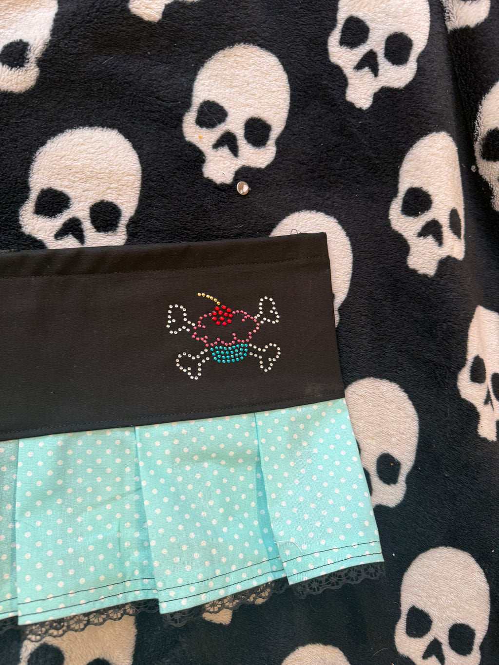 teal cupcake polka dot skirt size m
