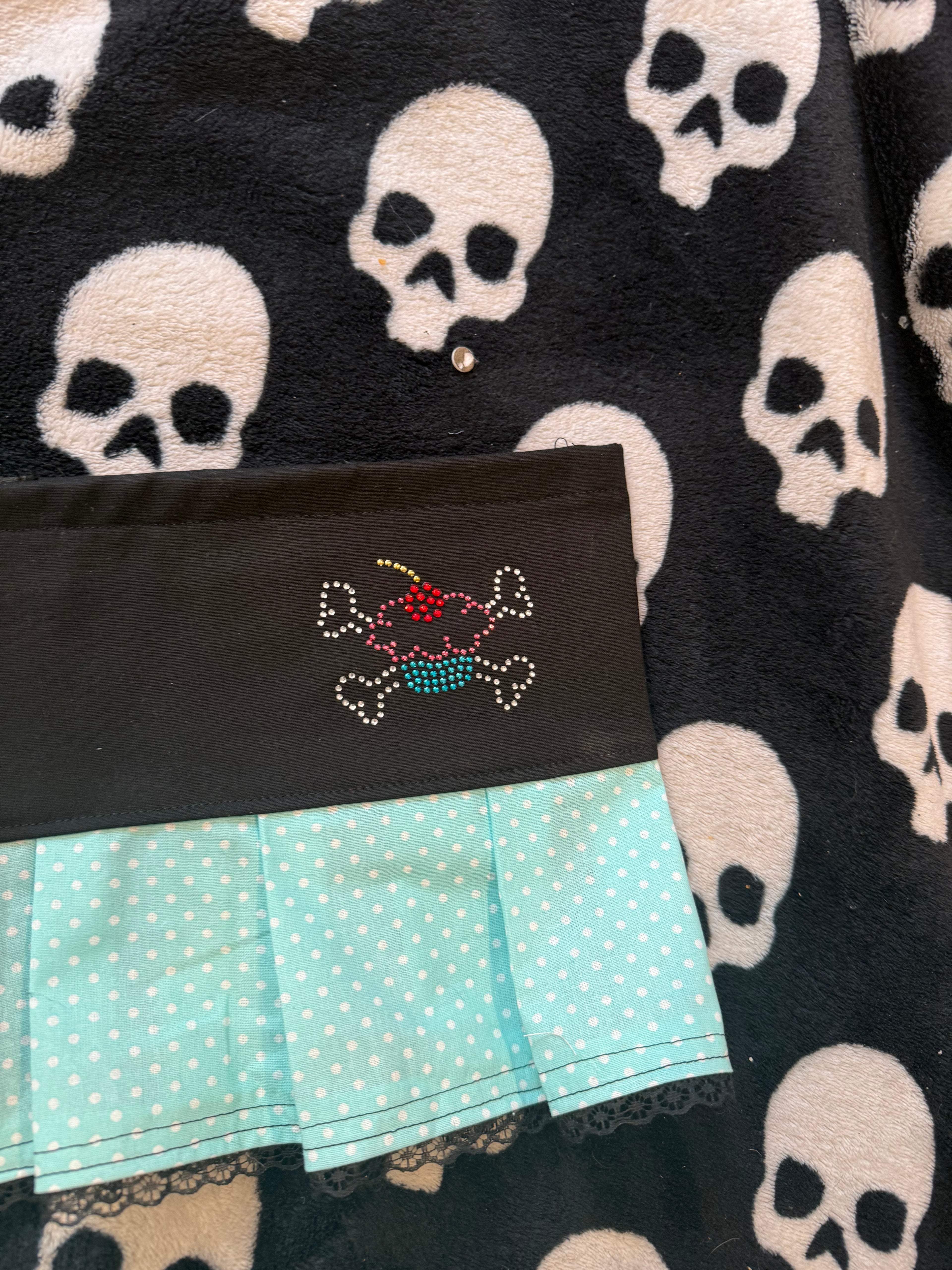 teal cupcake polka dot skirt size m