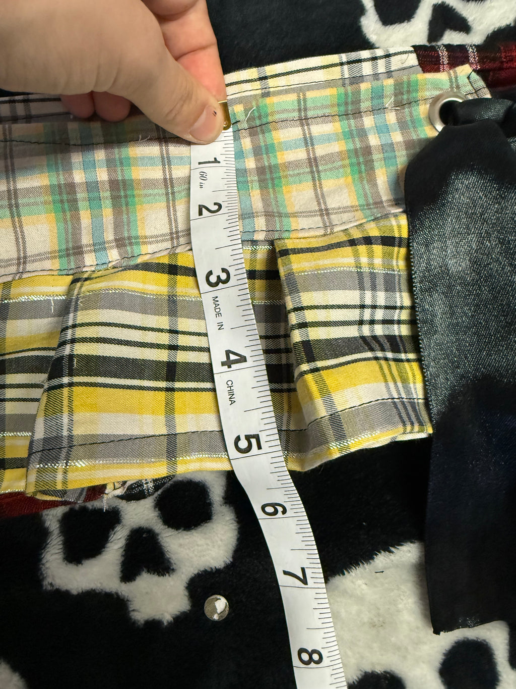 patchwork flannel belt skirt size xs/s