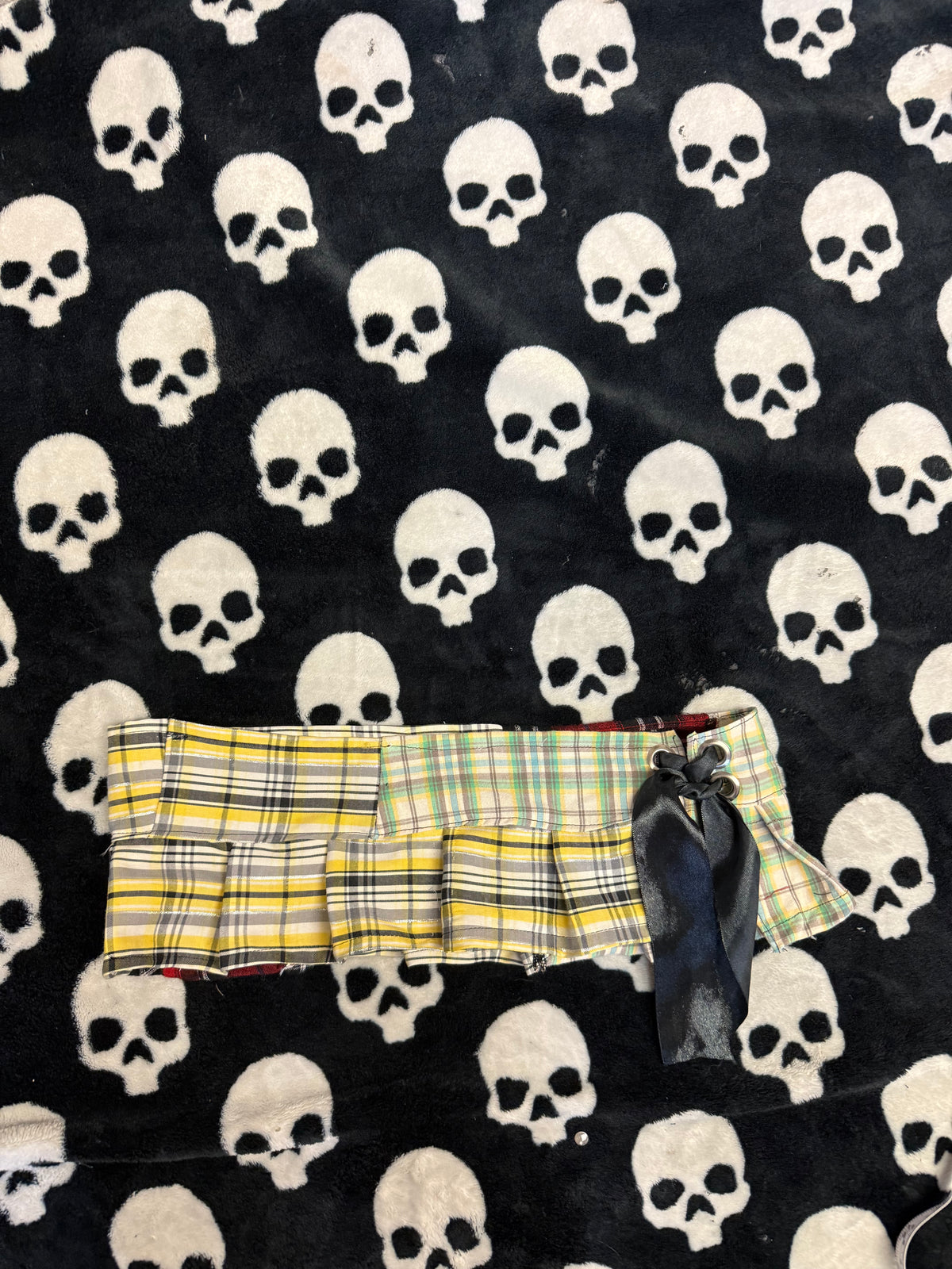 patchwork flannel belt skirt size xs/s