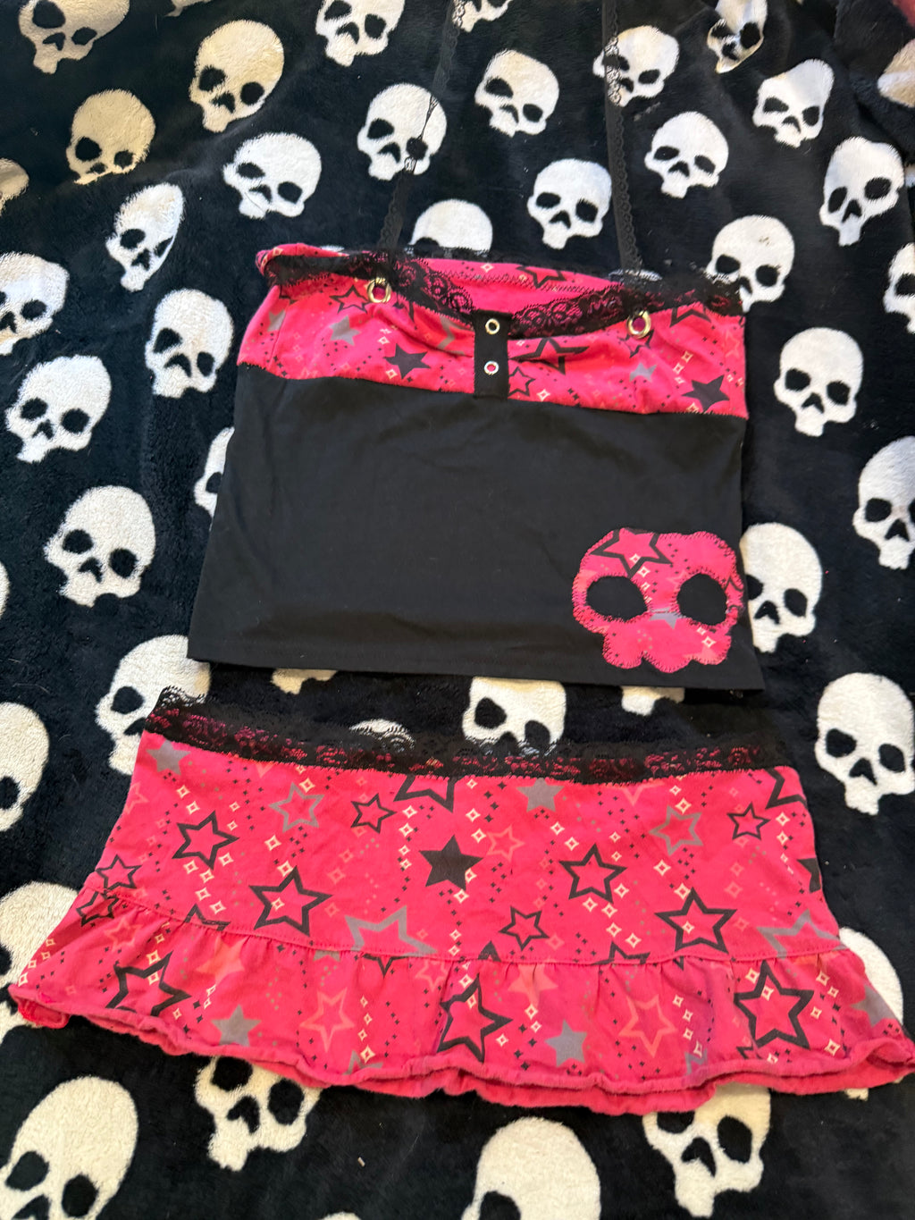 black & pink star lace set size xs/s