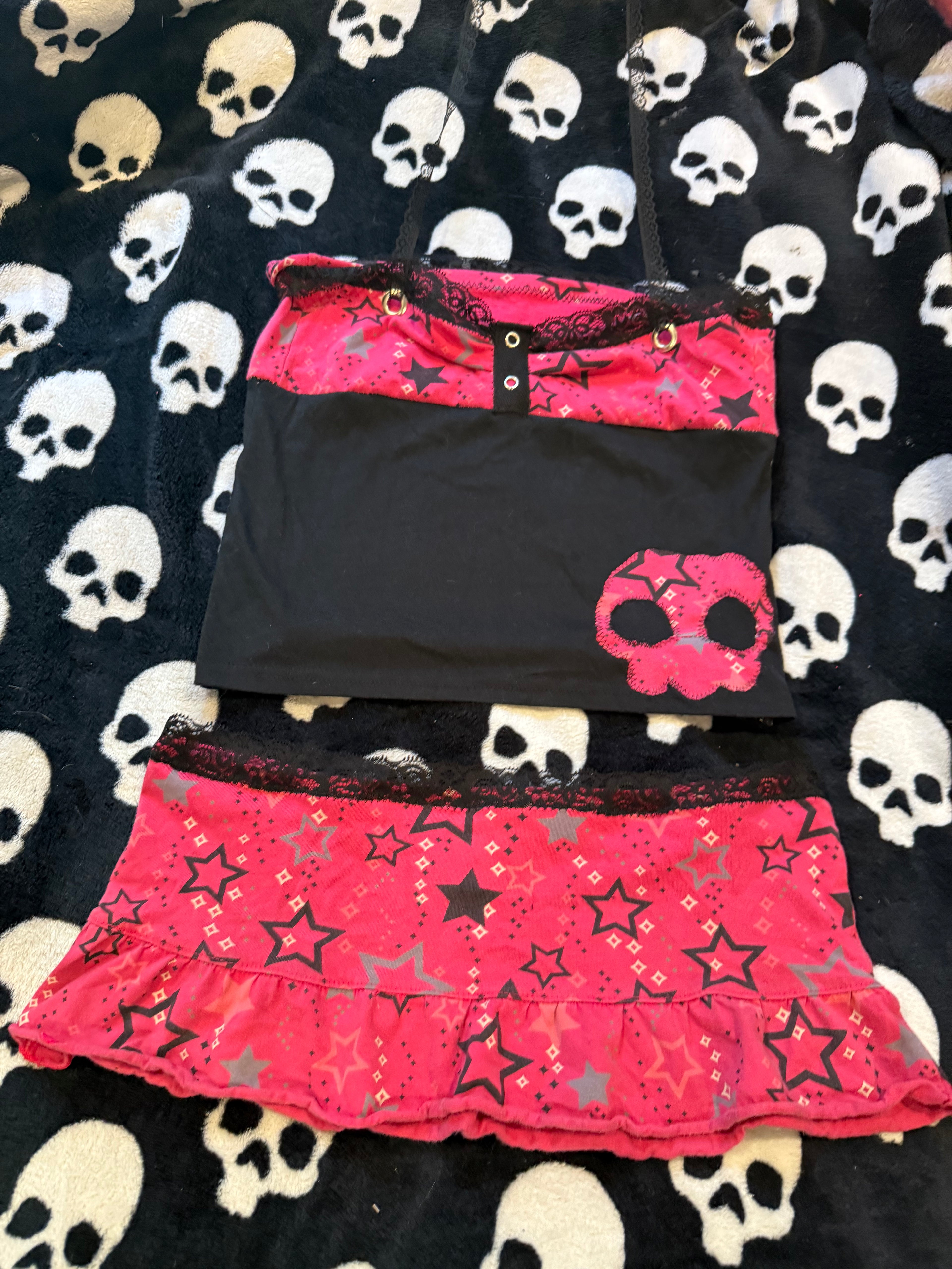 black & pink star lace set size xs/s
