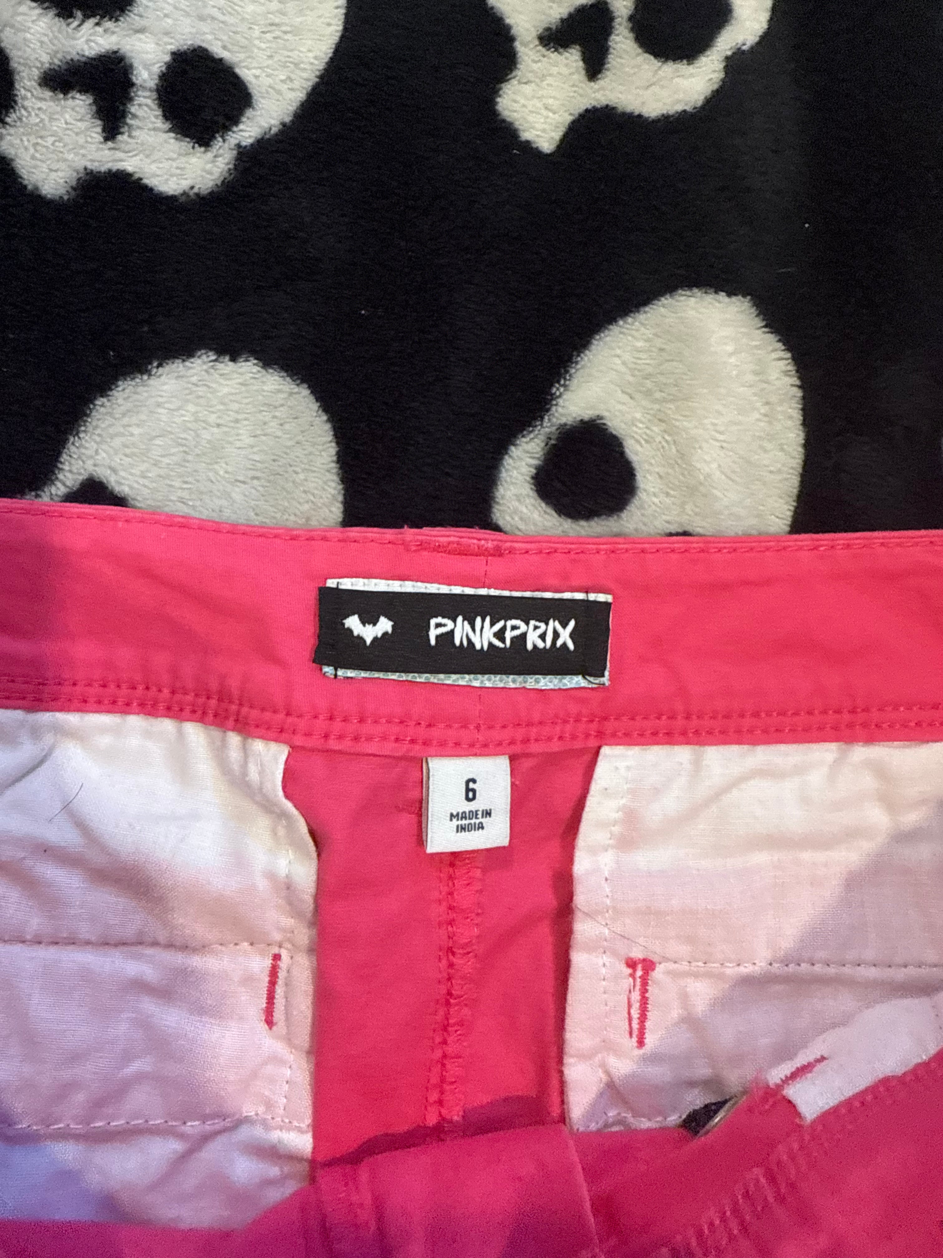 hot pink & black lace up shorts size m