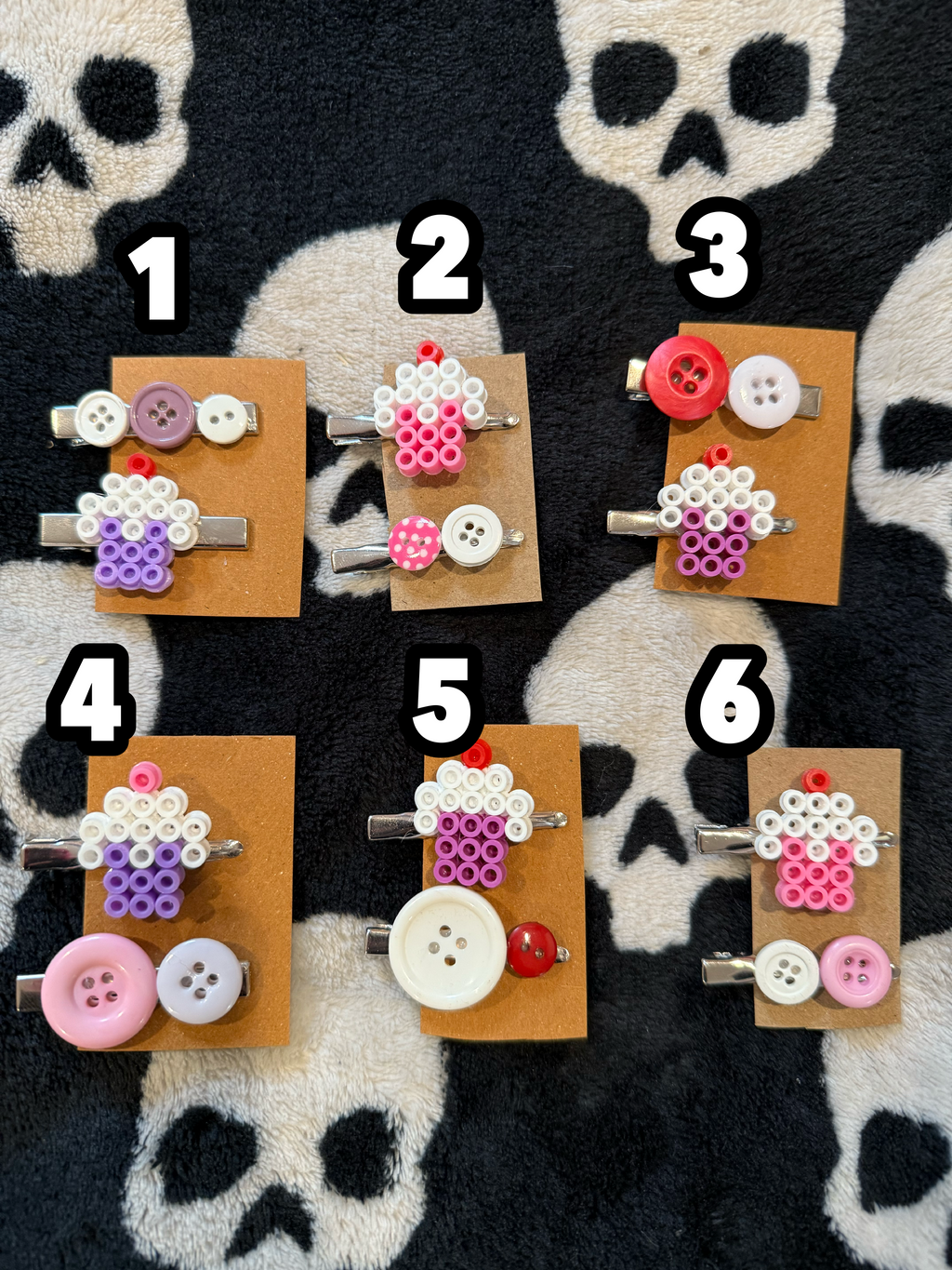 cupcake button hair clips