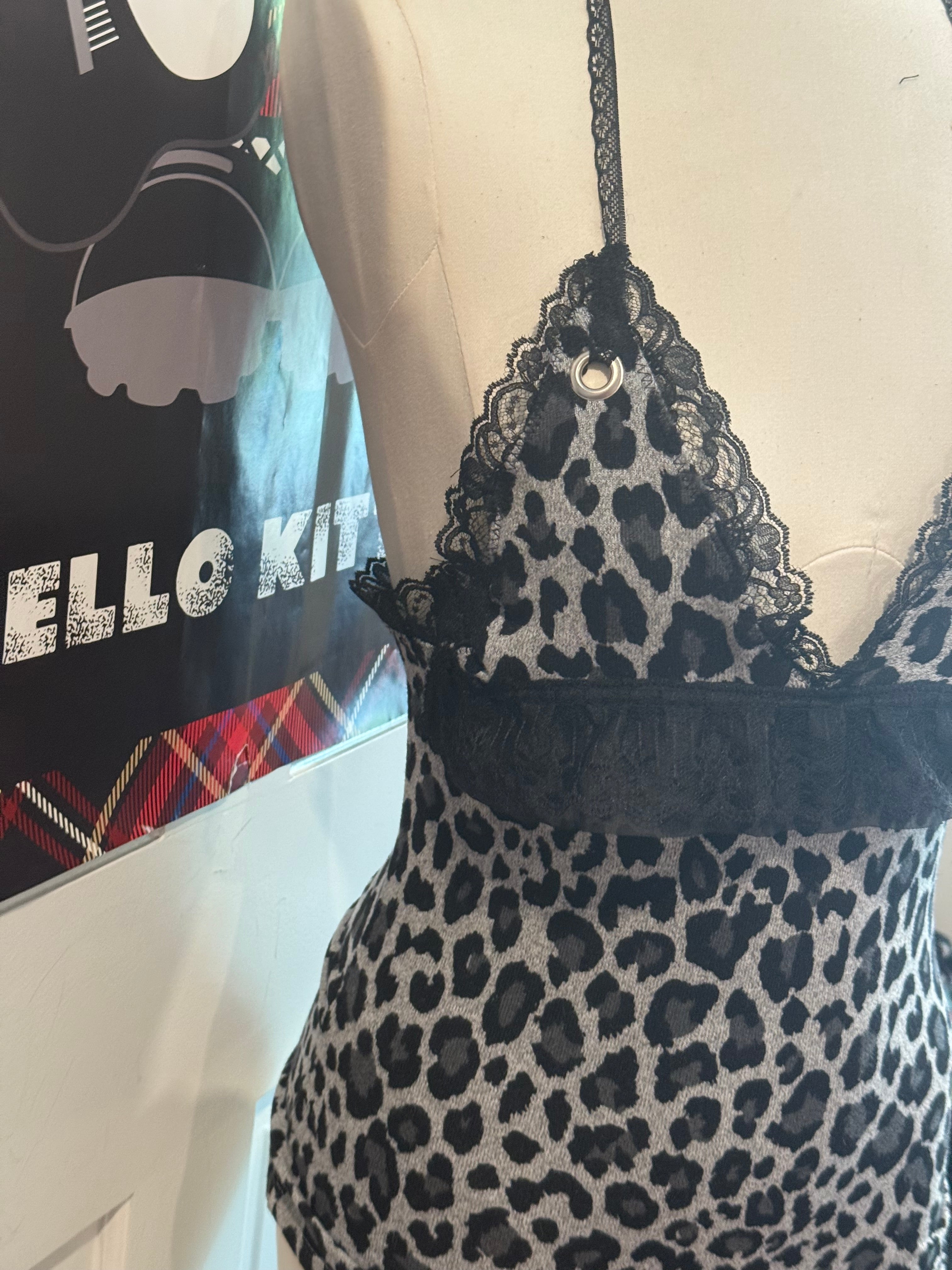leopard print lace halter top size xs/s