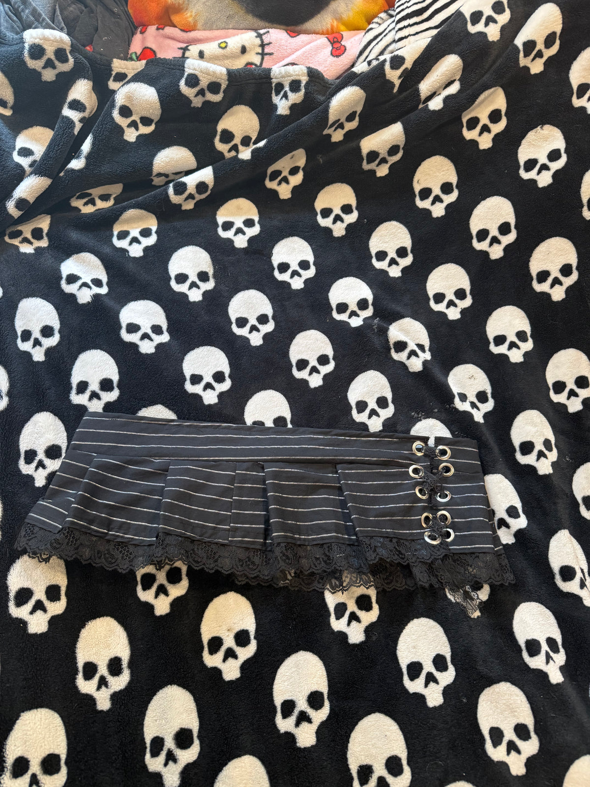 pinstripe lace up micro skirt size L/XL