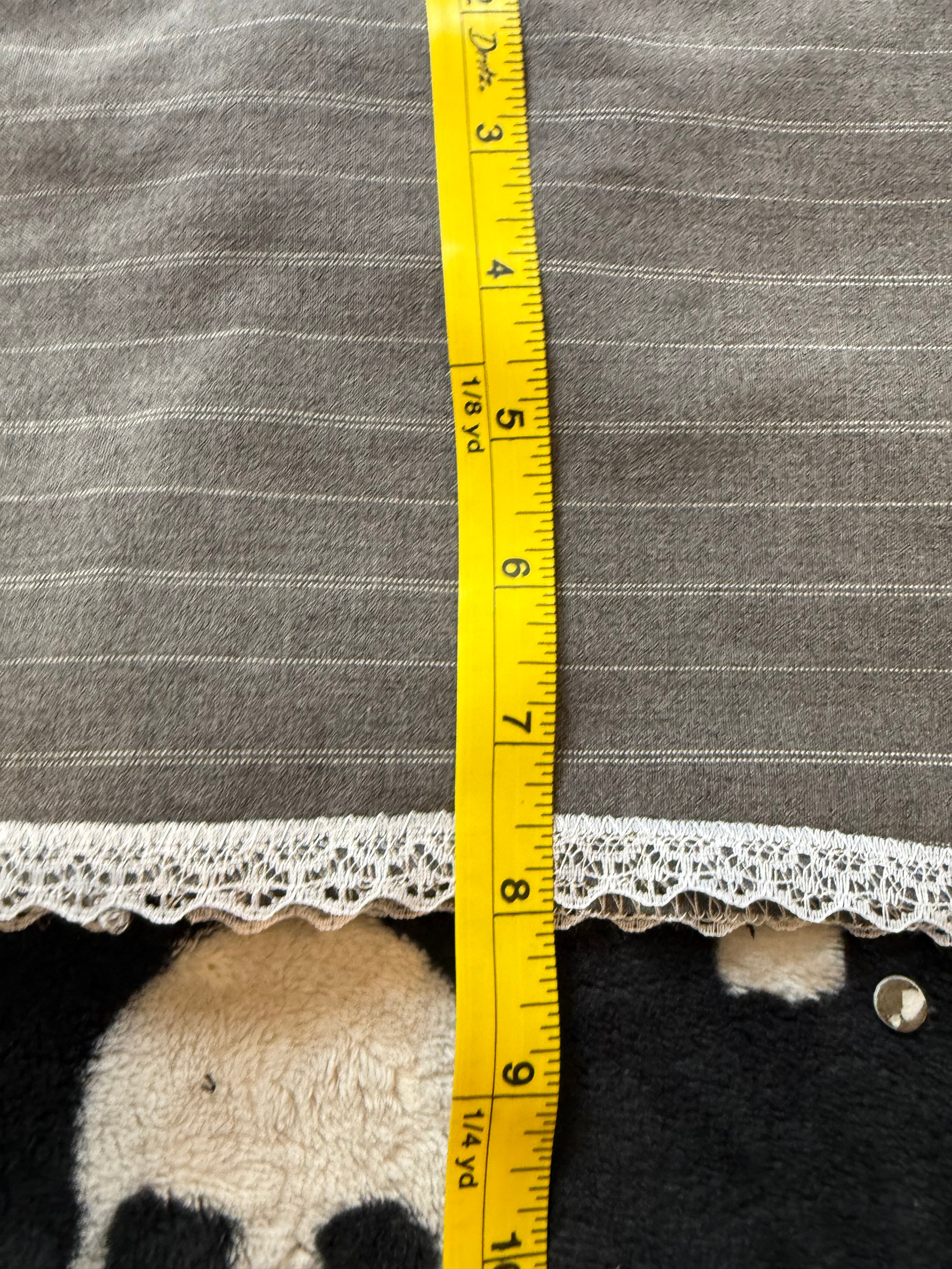 grey & white pinstripe lace up set size s