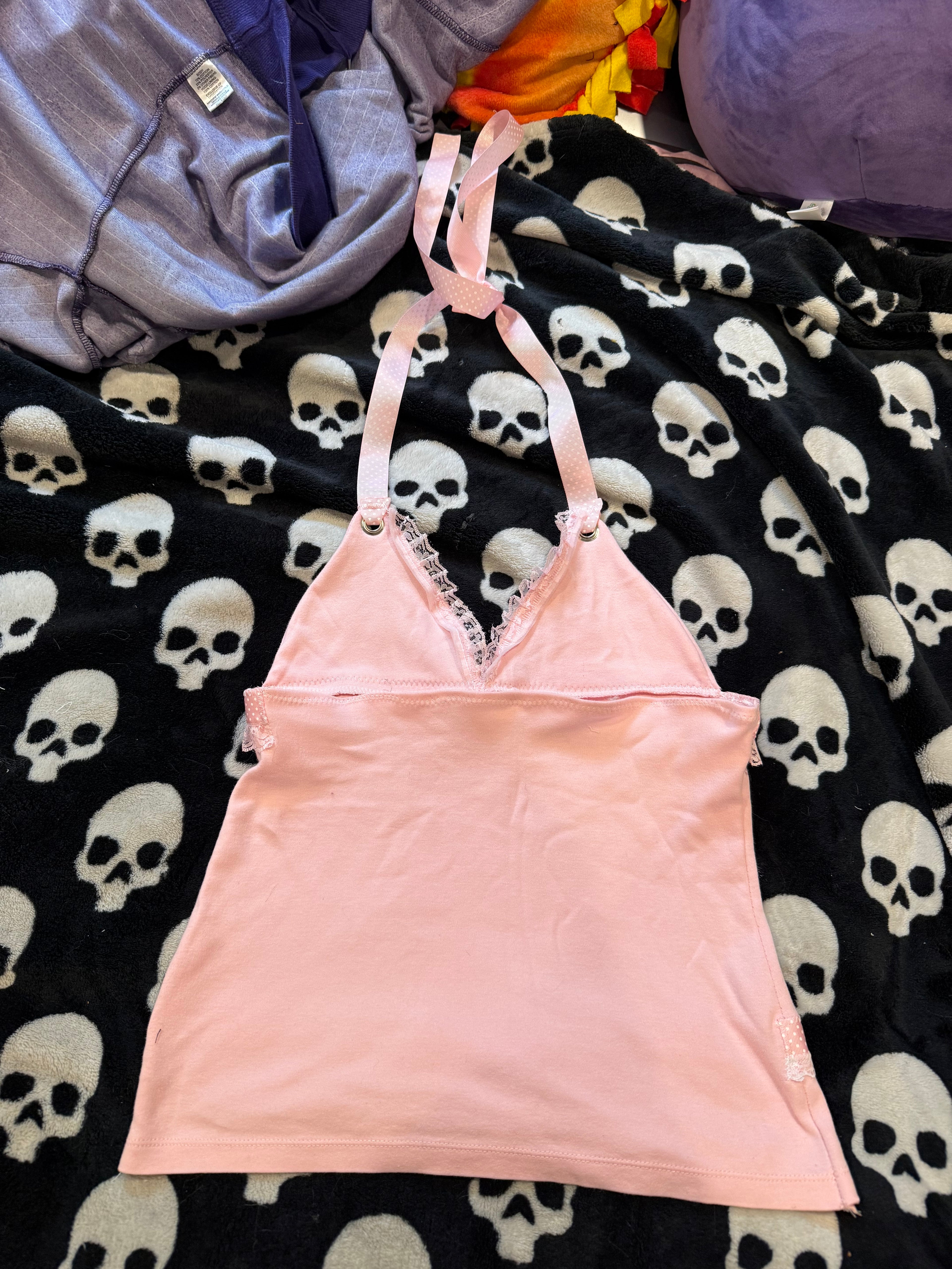 pink polka dot halter top size s