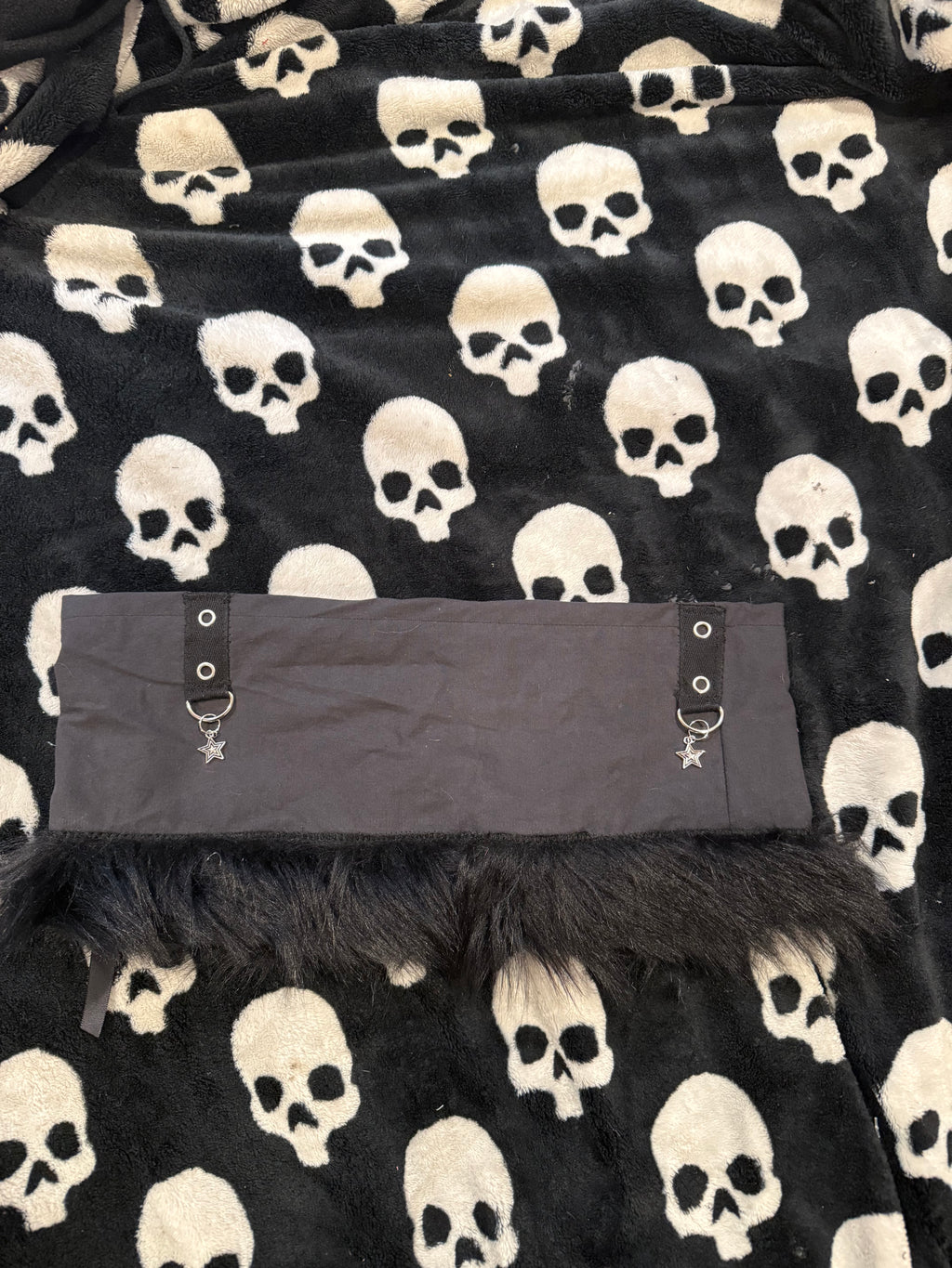black fur grommet micro skirt size xs