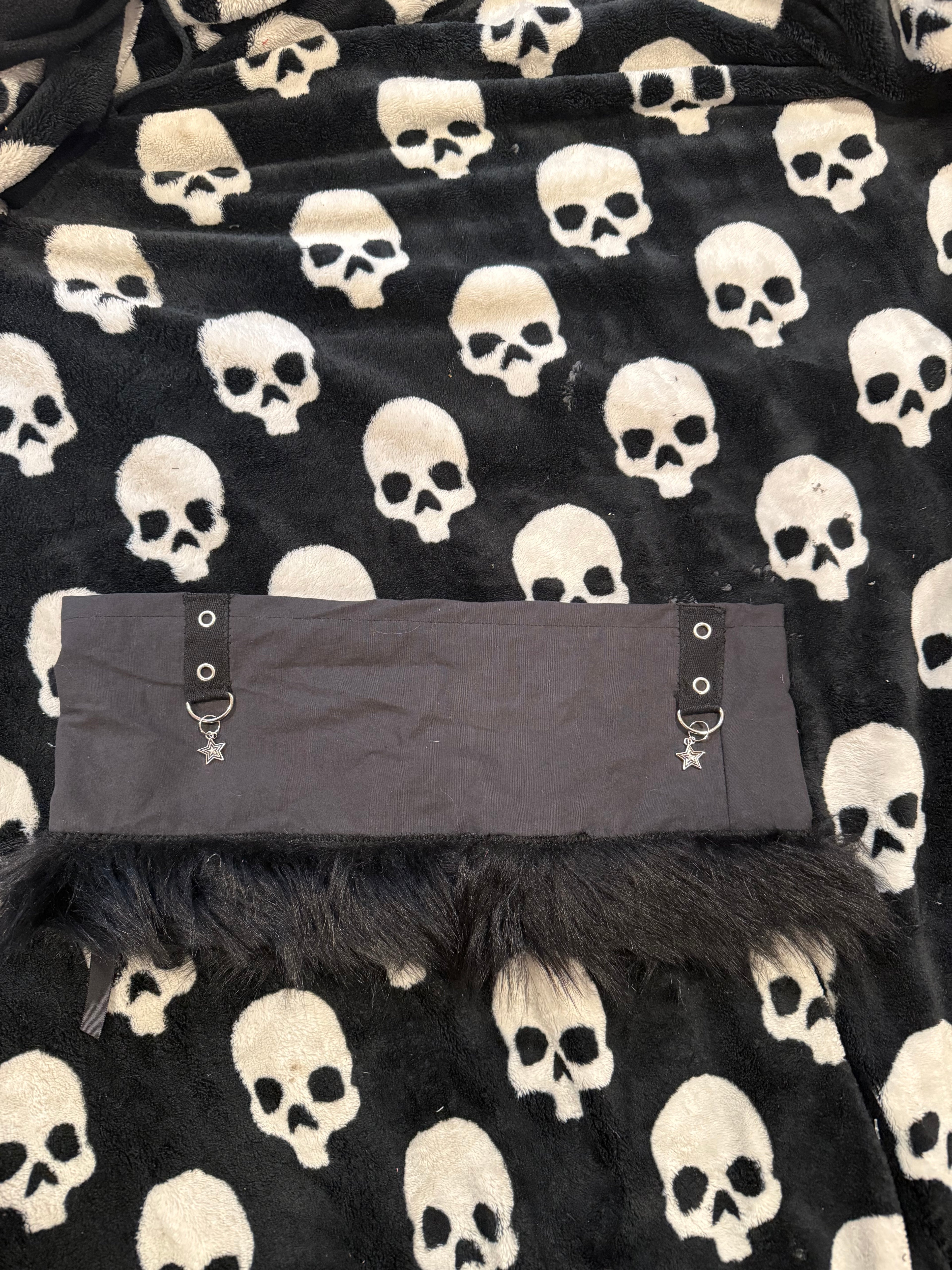 black fur grommet micro skirt size xs