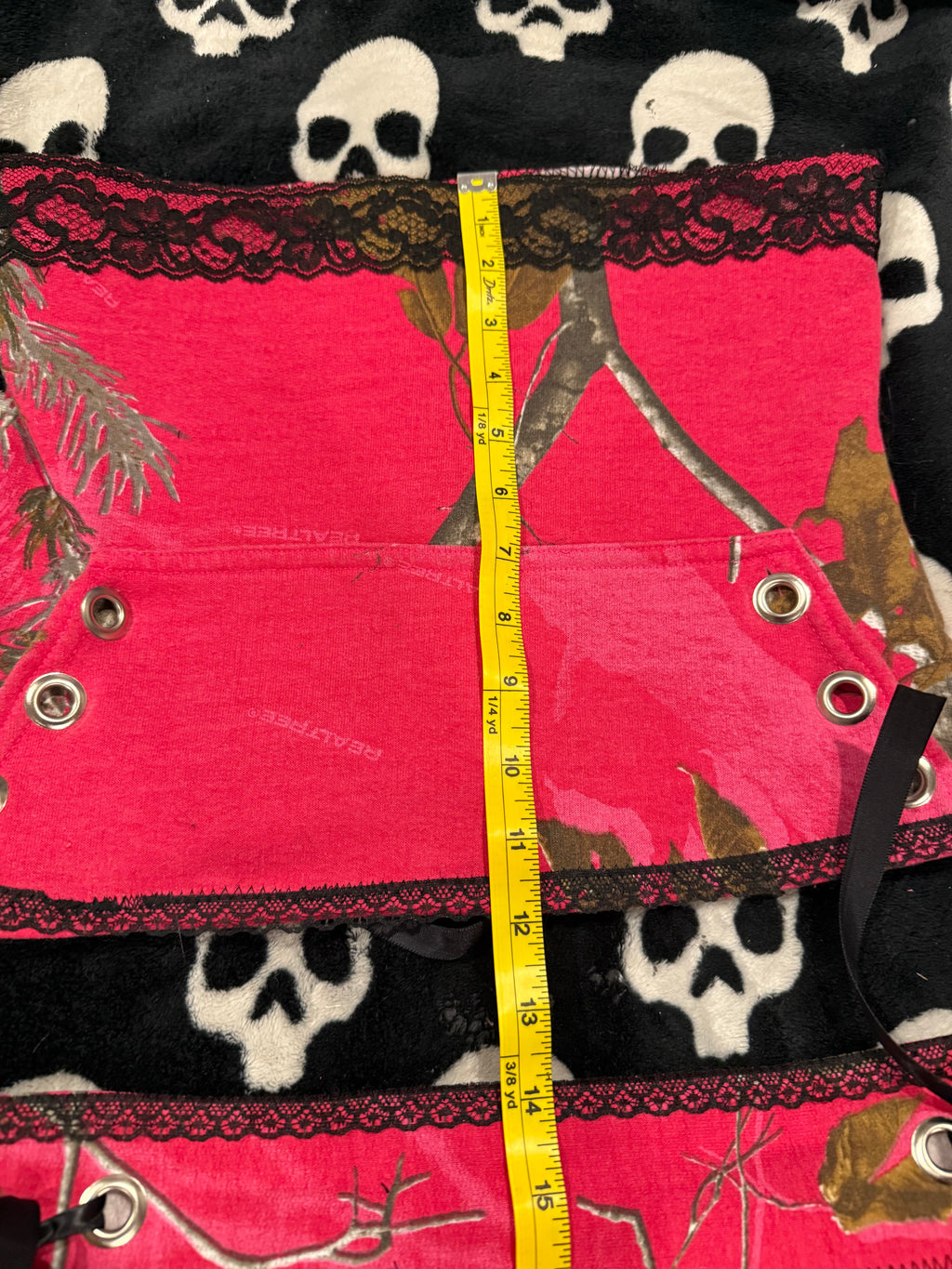 pink & black lace camo set size xs/s
