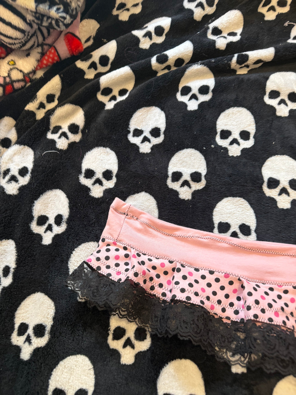 pink & black polka dot micro skirt size s/m