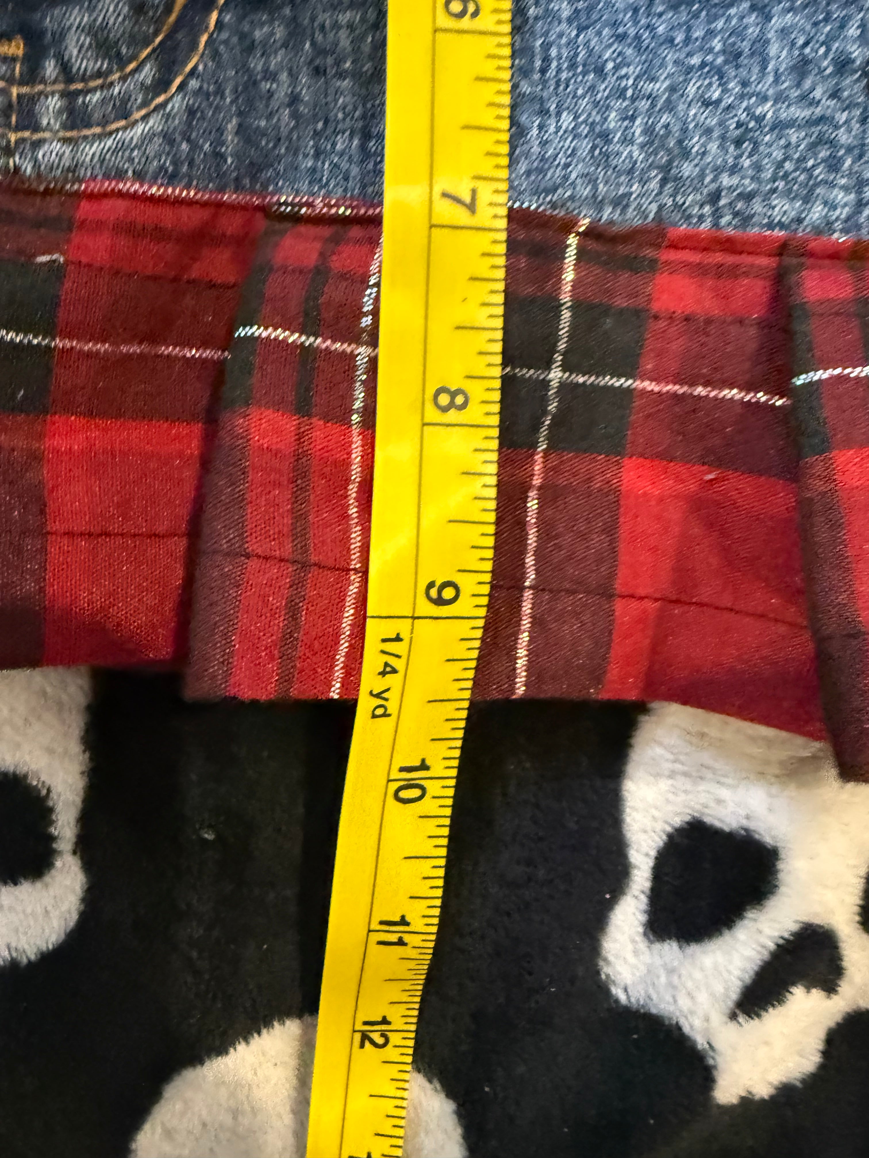 blue denim flannel crossbones skirt size L/XL