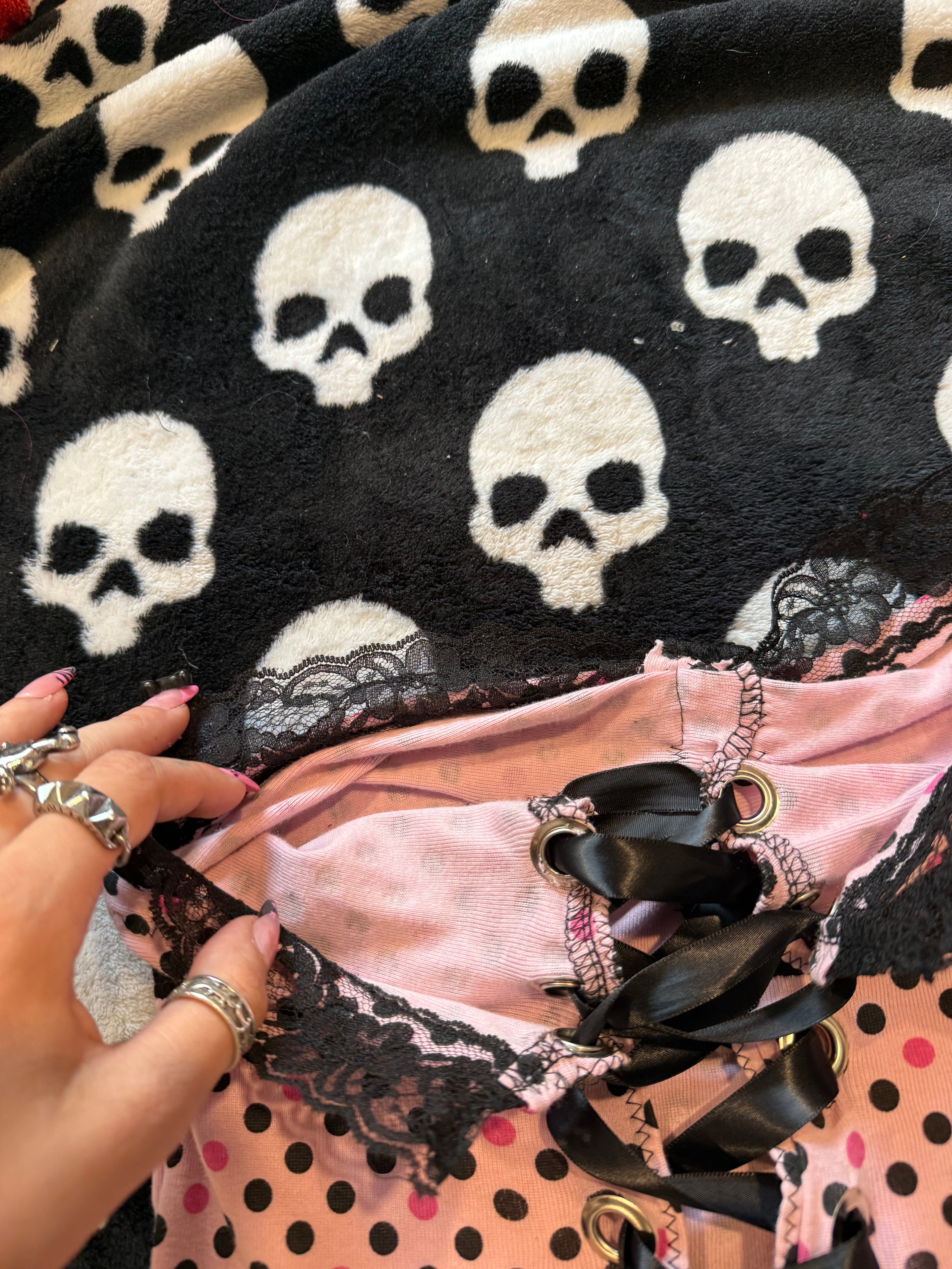 pink & black polka dot tube top size xxs/xs