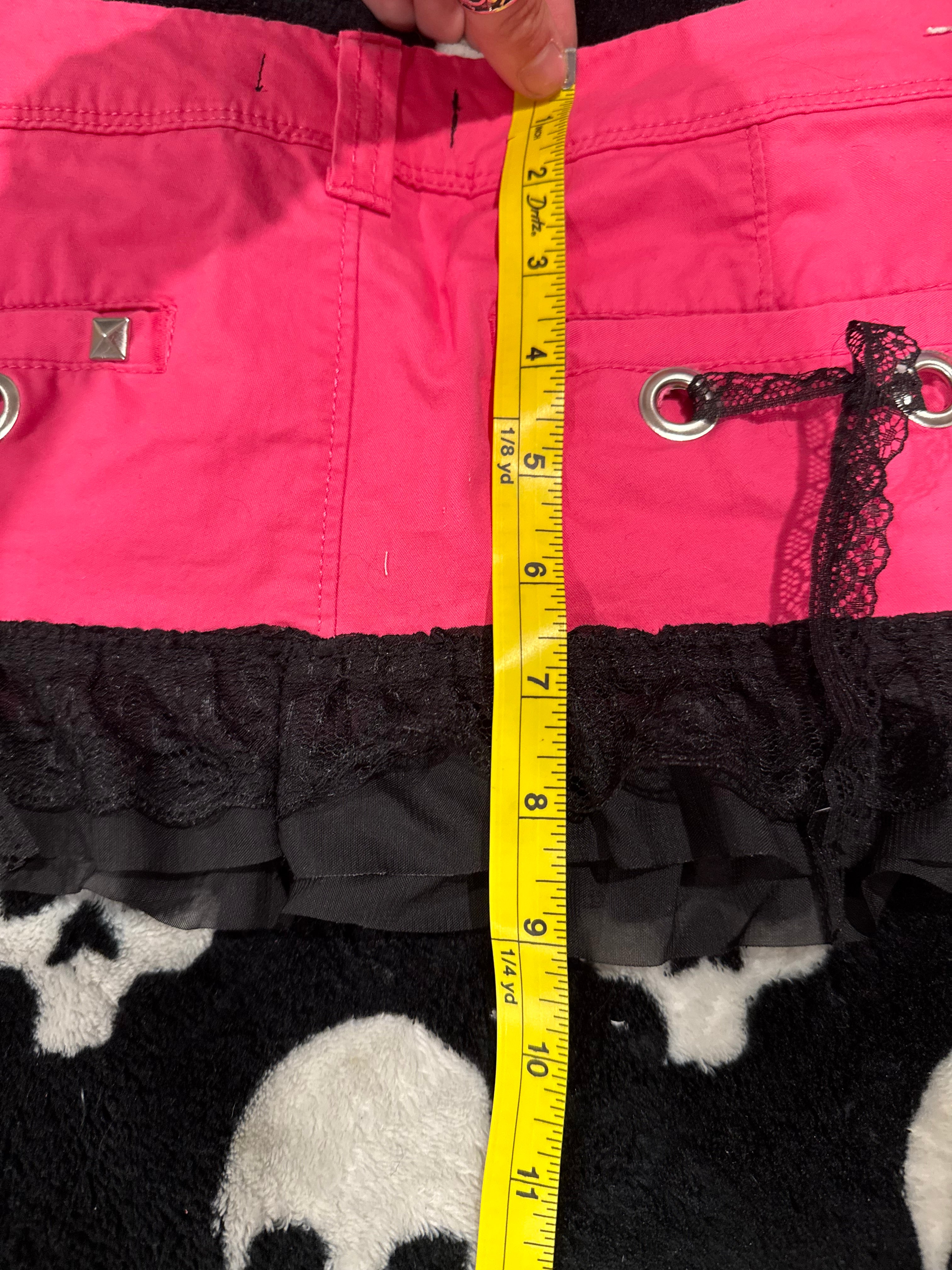 hot pink & black lace micro skirt size s/m