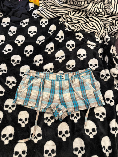 blue & white plaid shorts size m
