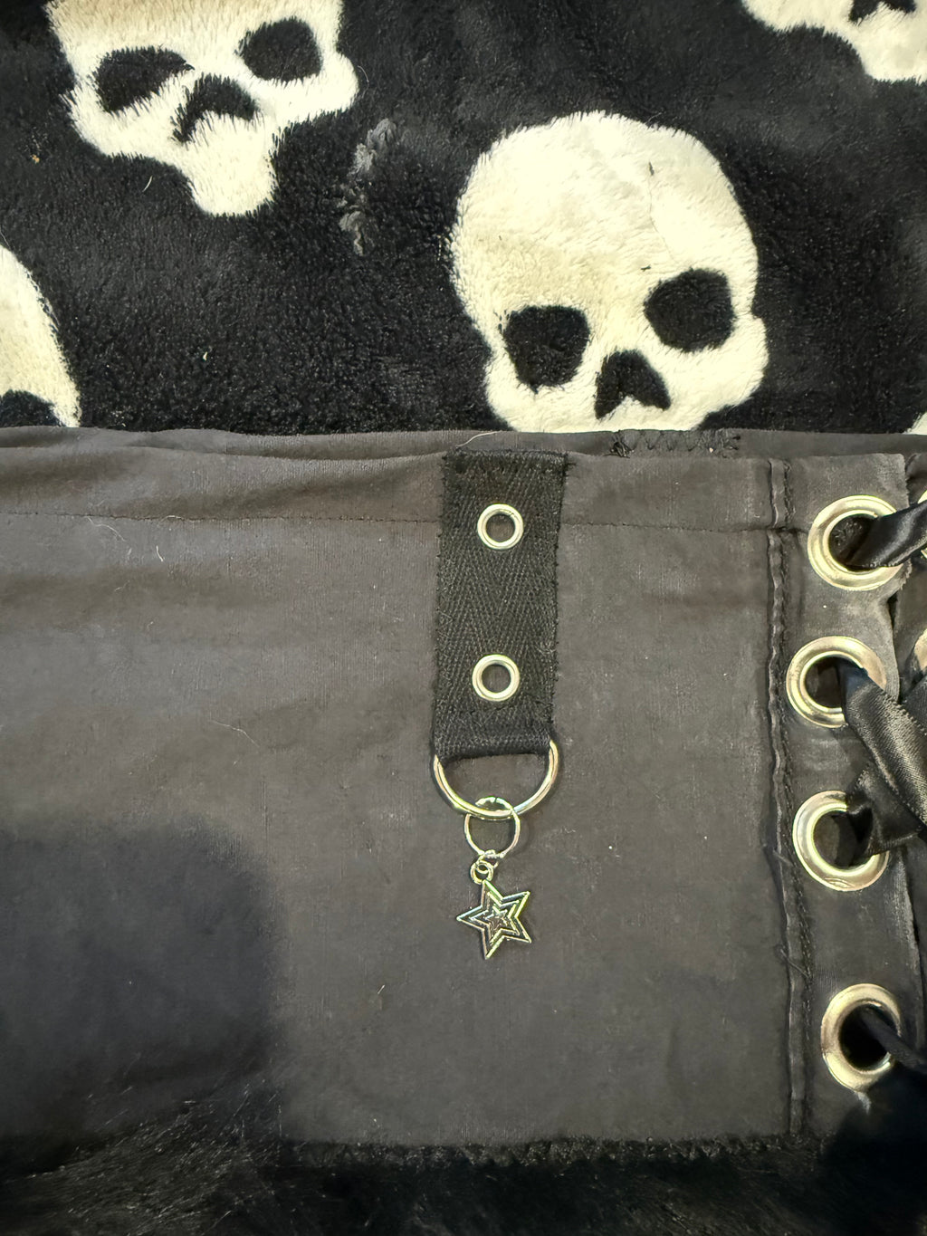 black fur grommet micro skirt size xs