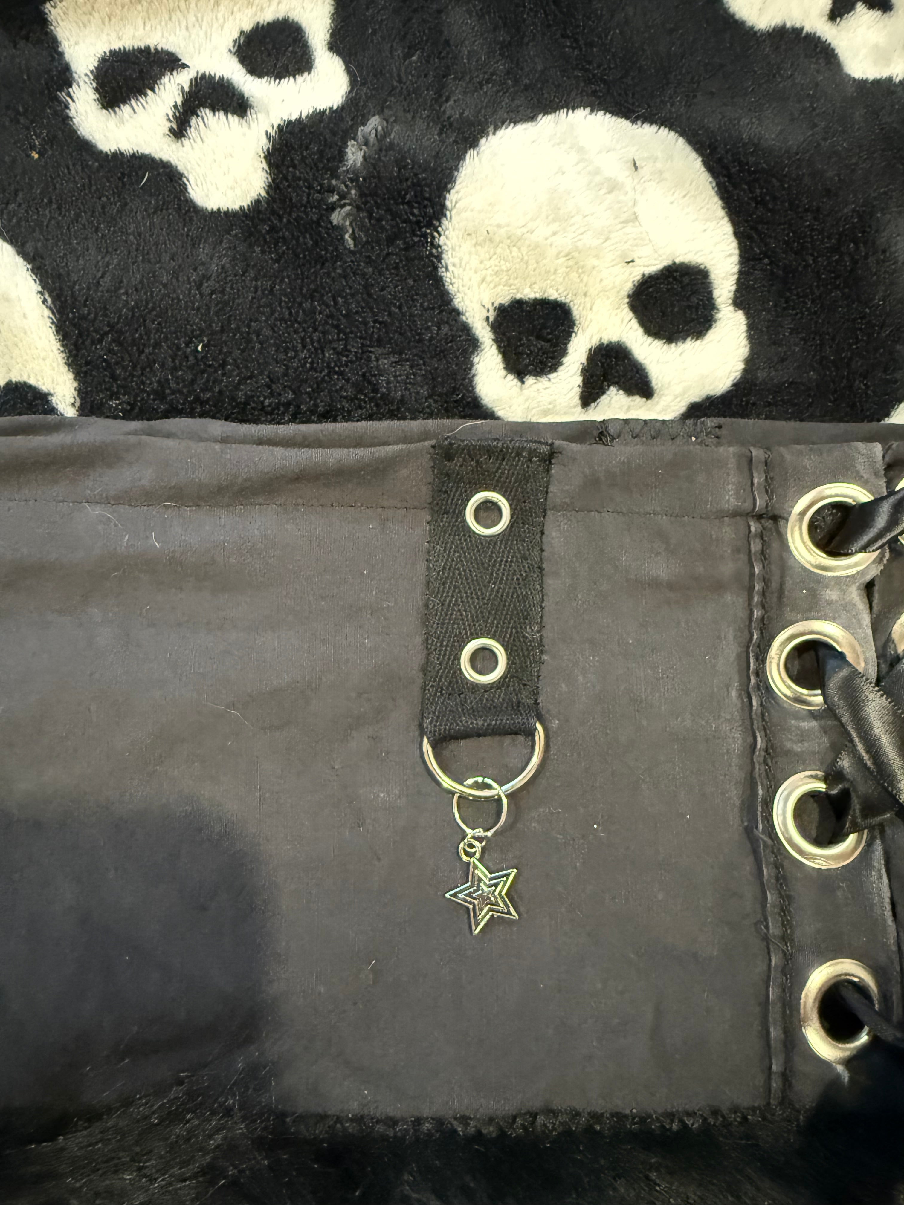 black fur grommet micro skirt size xs