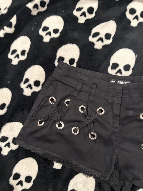 black grommet lace up shorts size s