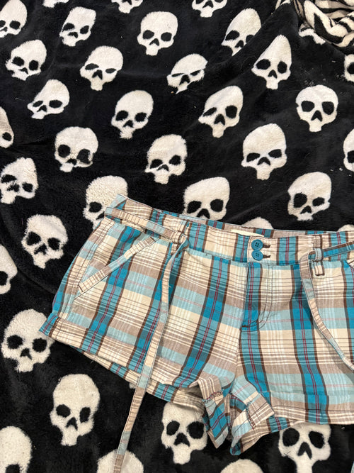 blue & white plaid shorts size m