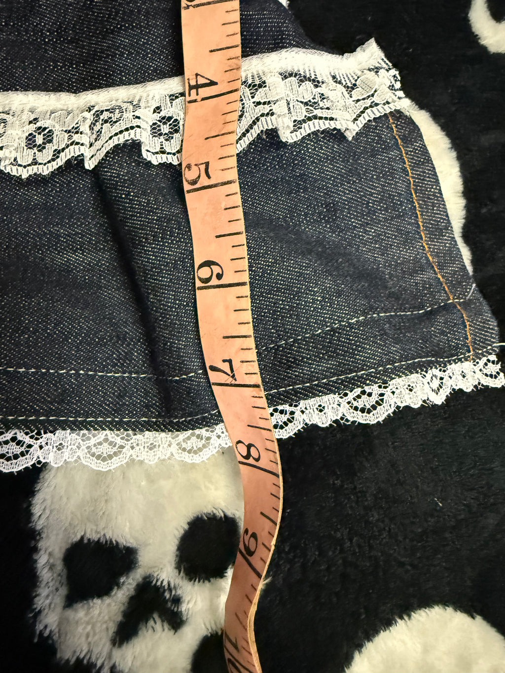 dark blue denim lace up skirt size L