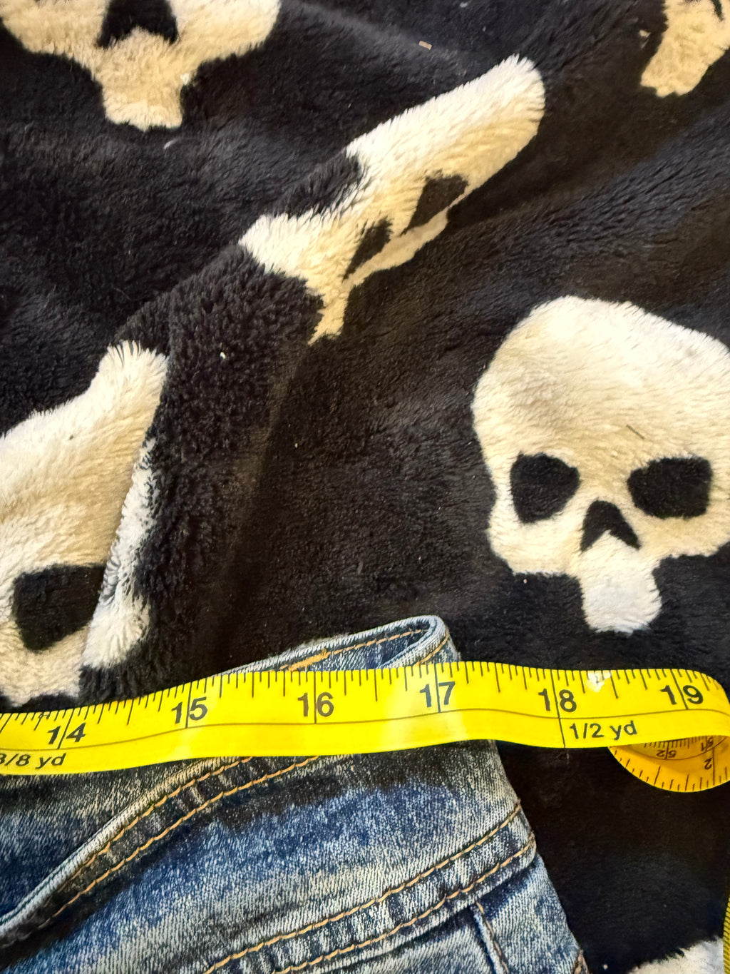 blue denim flannel crossbones skirt size L/XL