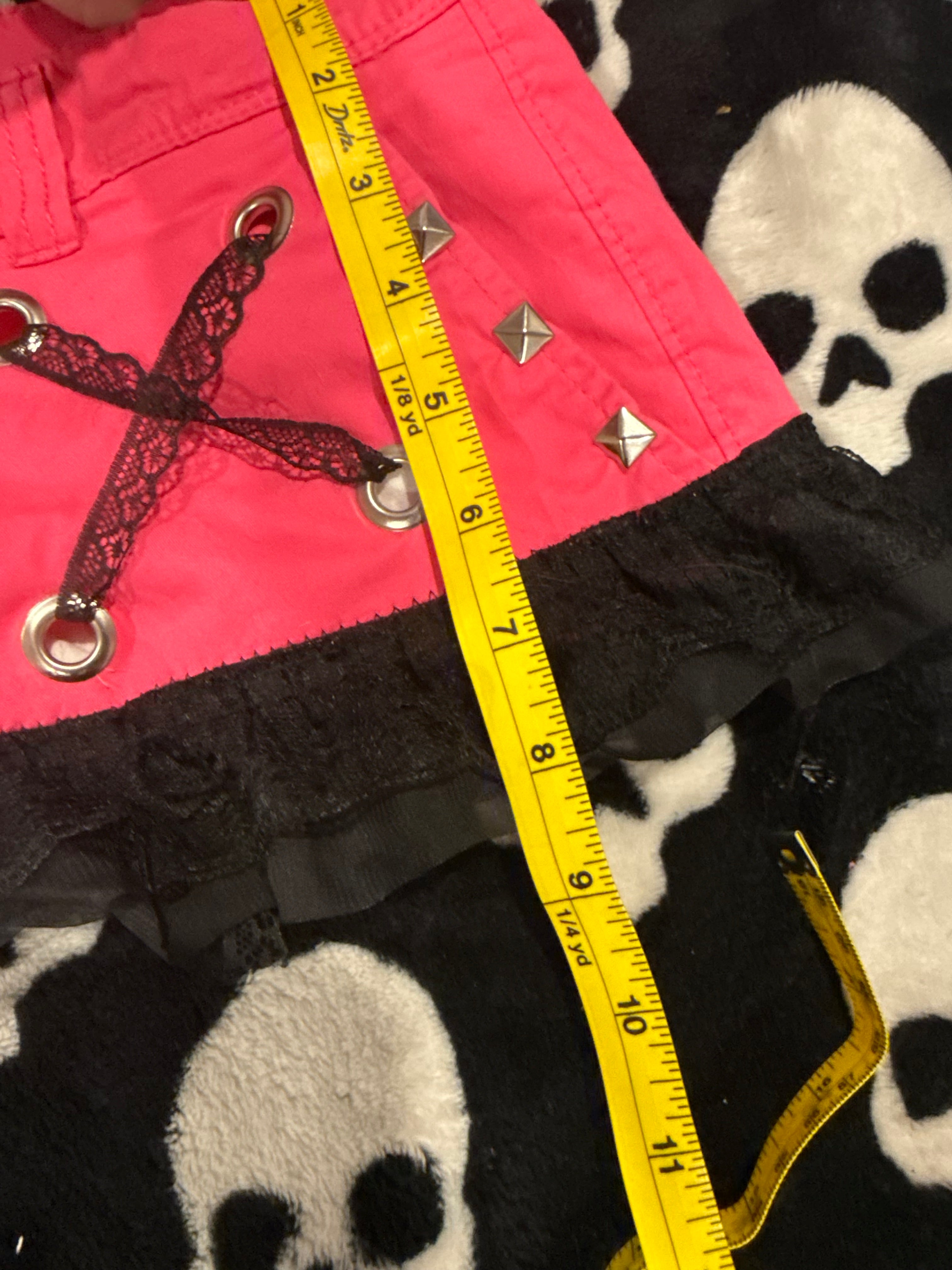 hot pink & black lace micro skirt size s/m