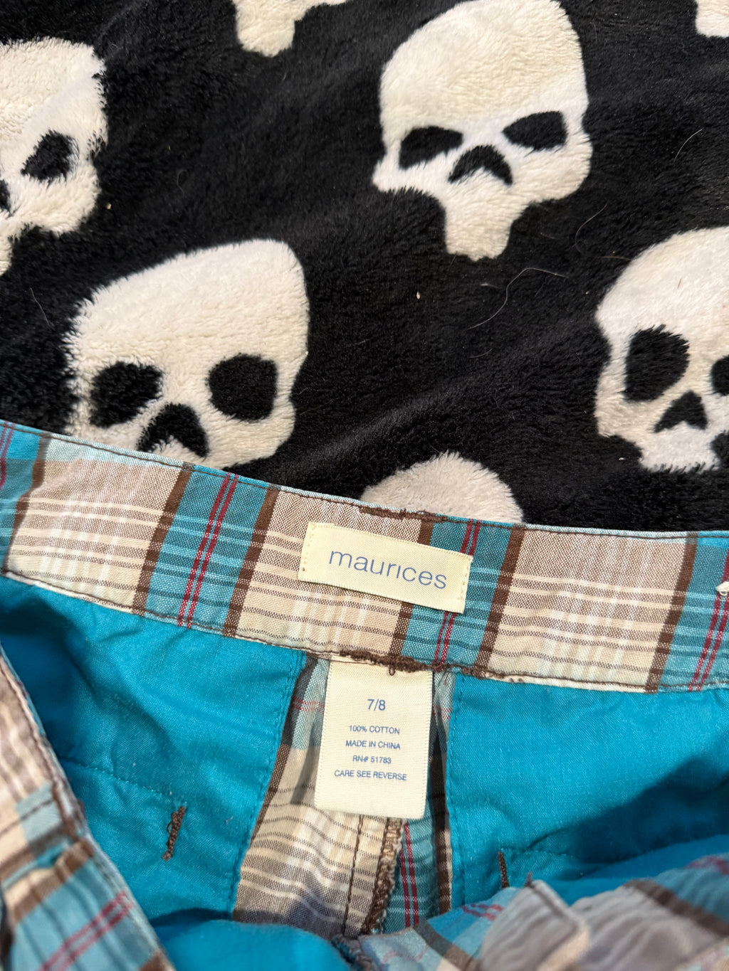 blue & white plaid shorts size m