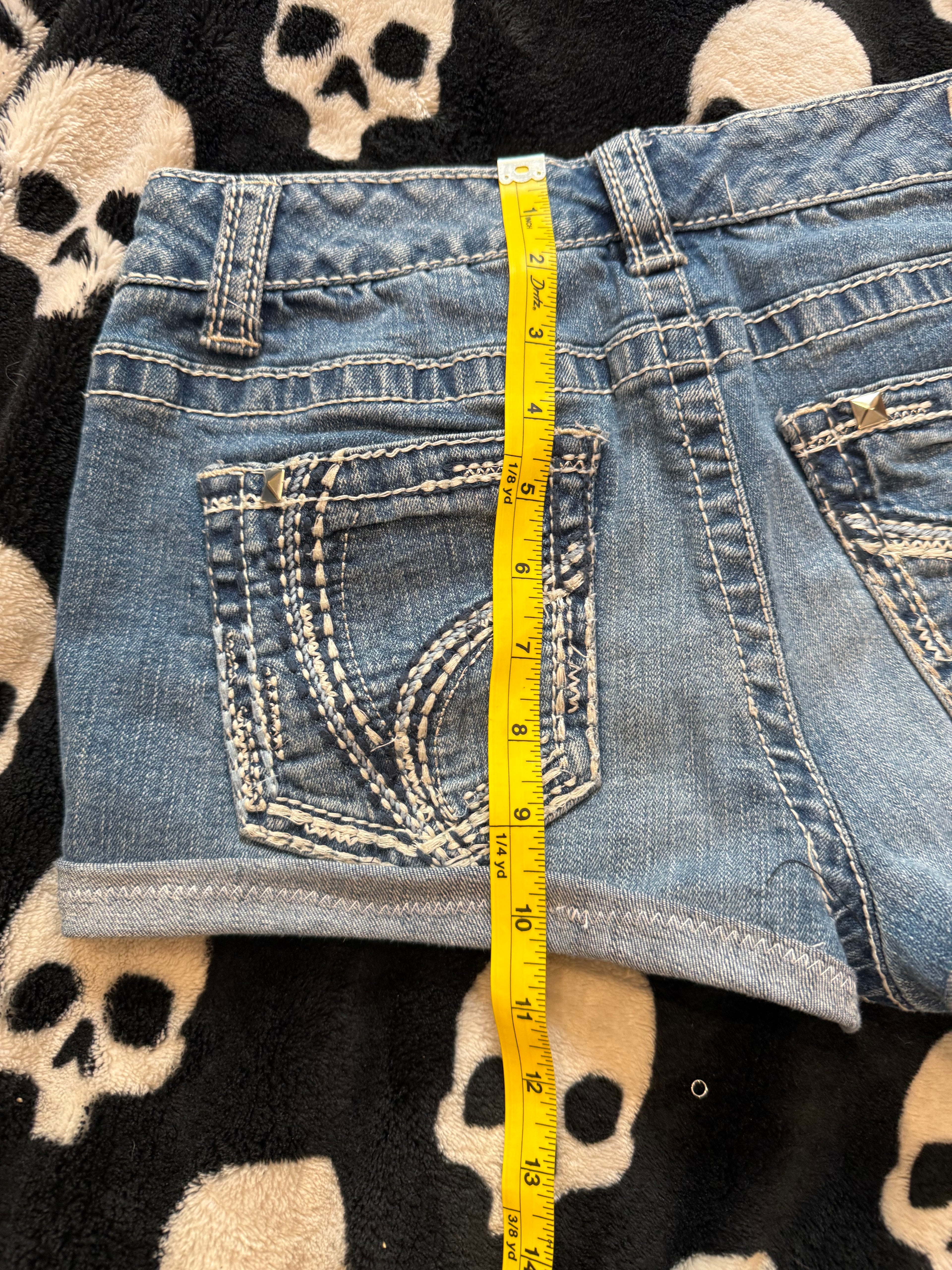 blue & white denim shorts size s