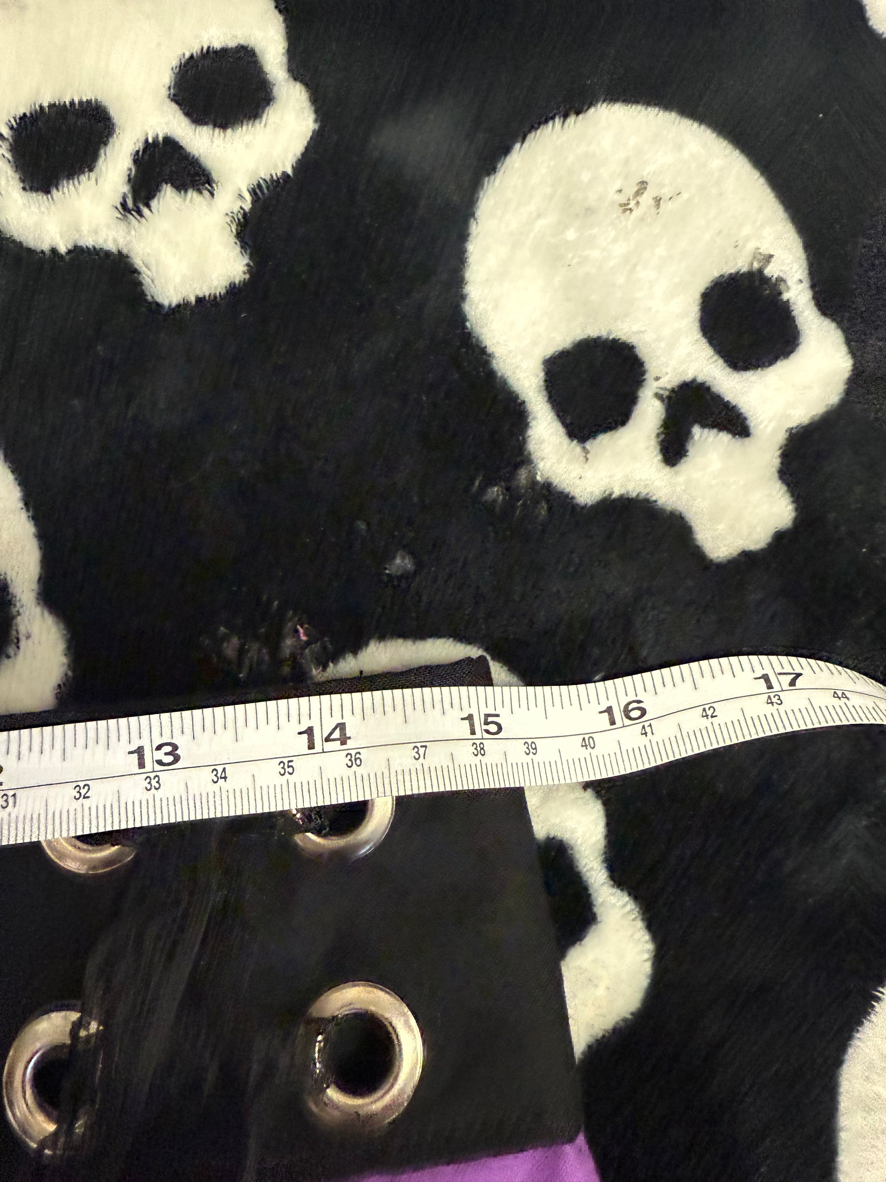 purple & black striped lace up skirt size xs