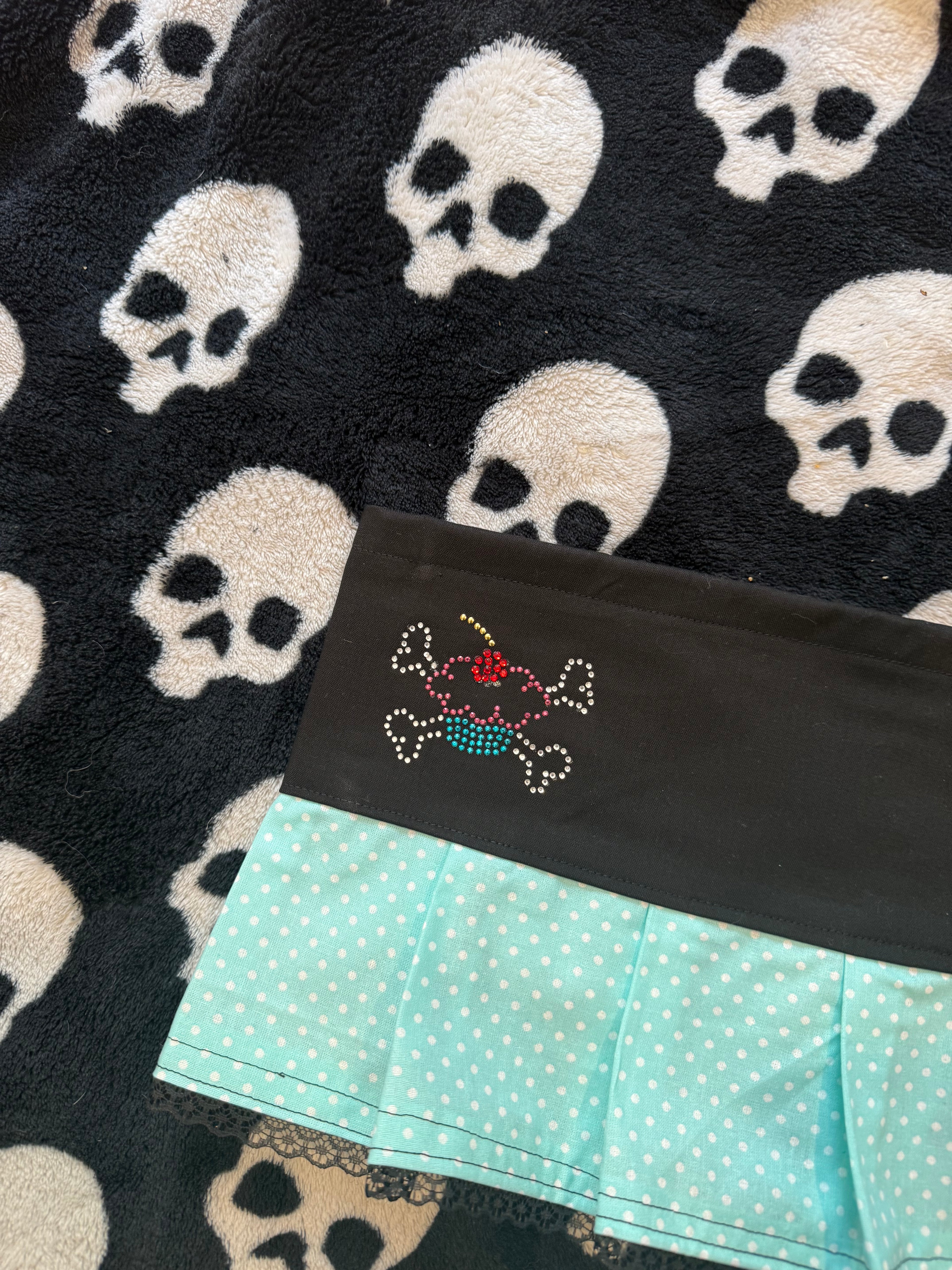 teal cupcake polka dot skirt size m