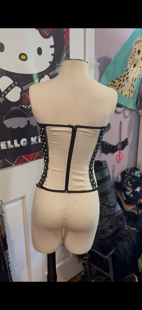 black & white polka dot lace corset size s