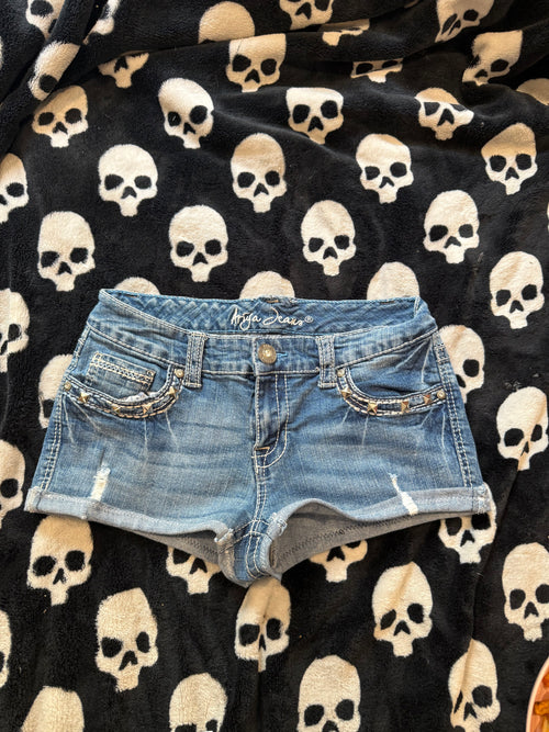 blue & white denim shorts size s