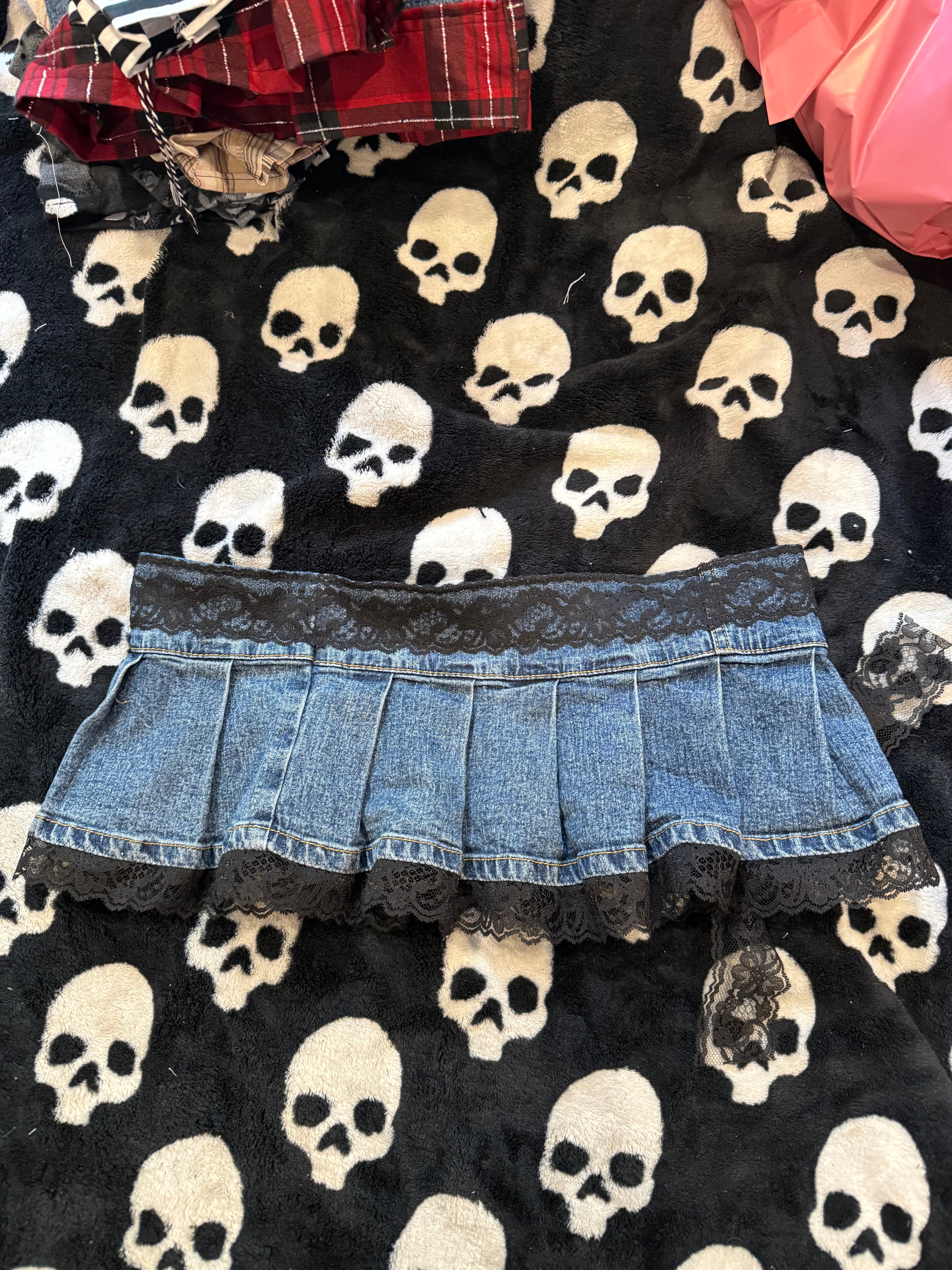 denim lace up grommet skirt size xs/s