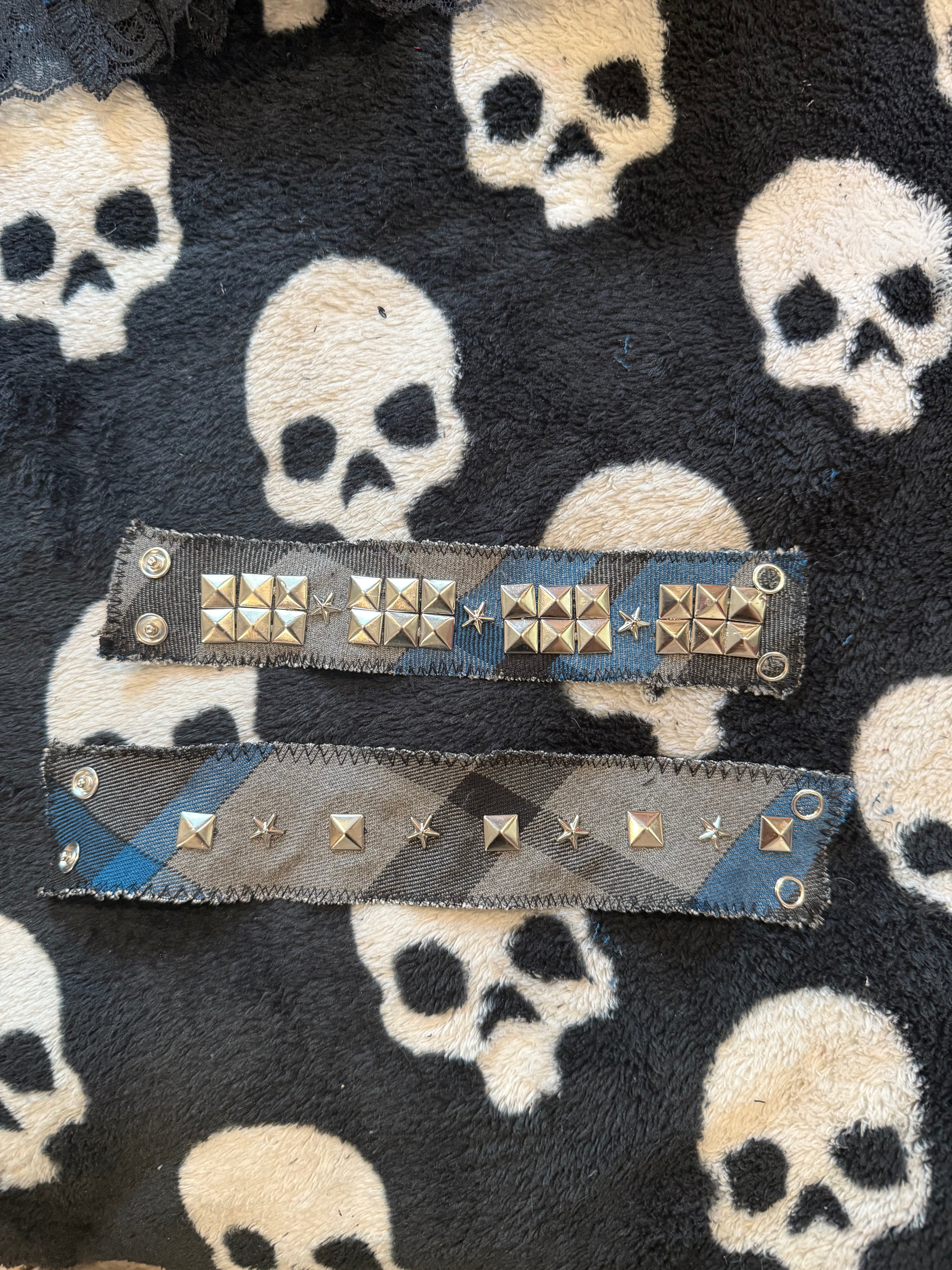 plaid studded bracelets