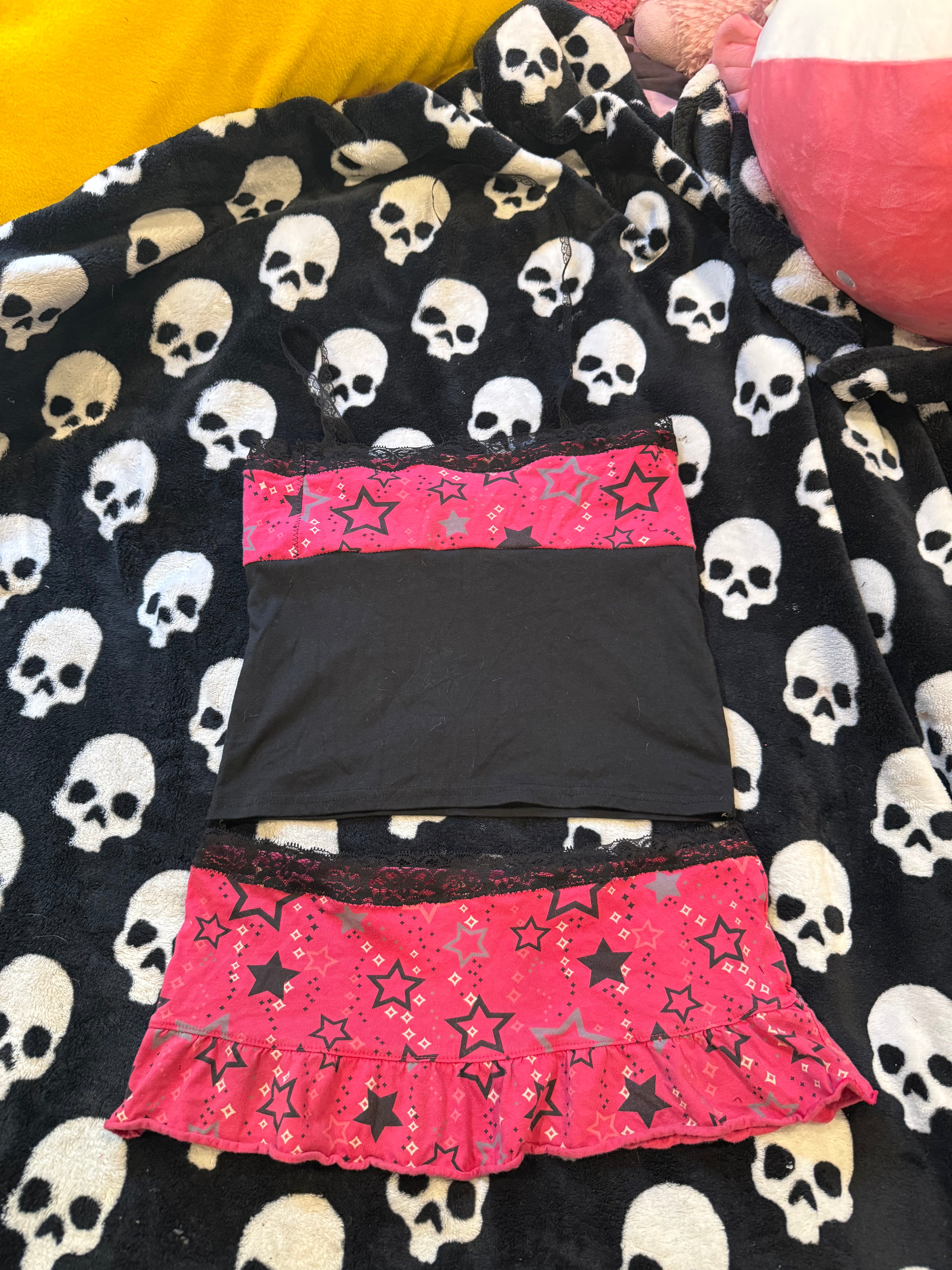 black & pink star lace set size xs/s