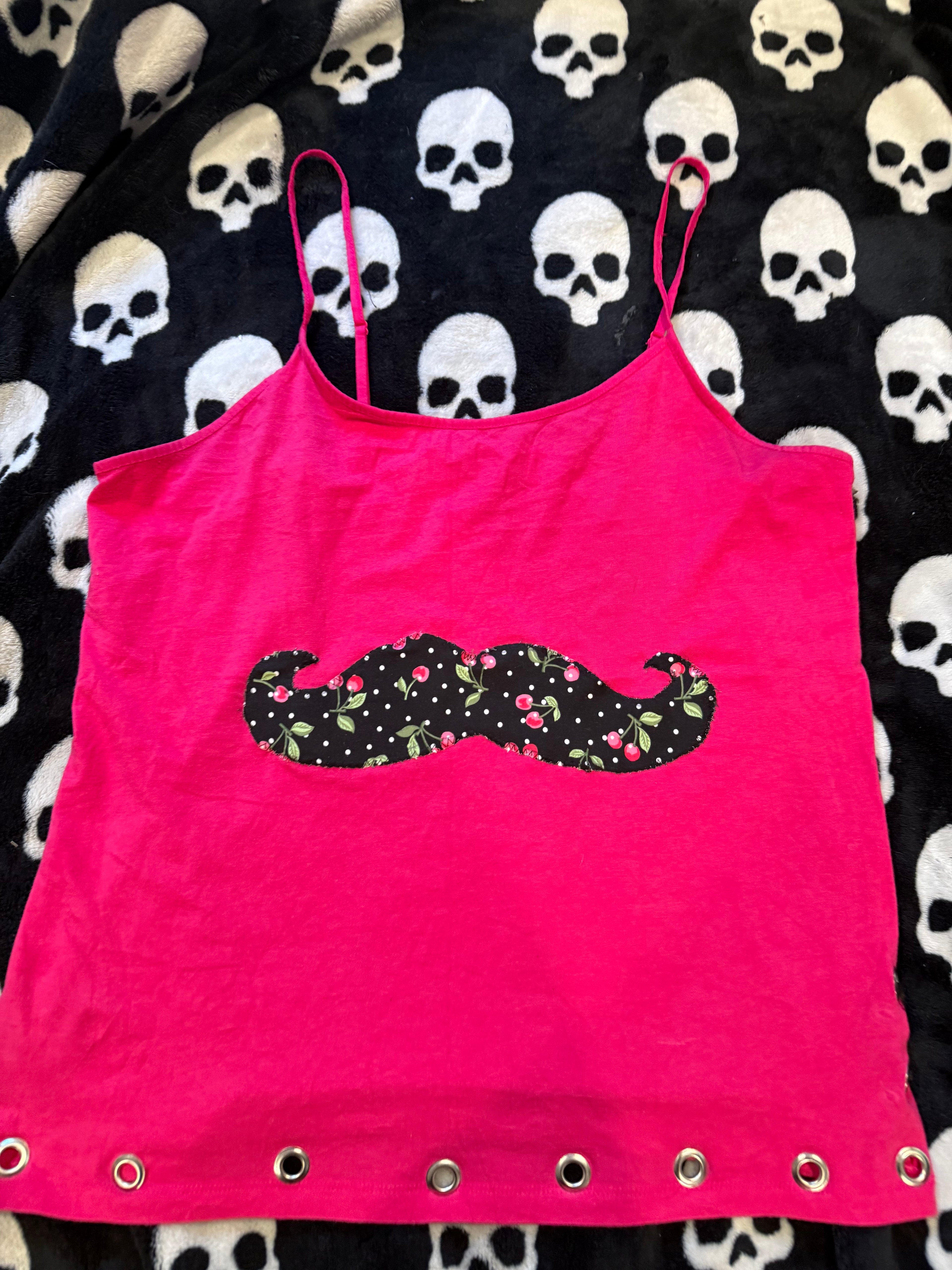 Cherry mustache grommet tank size xl