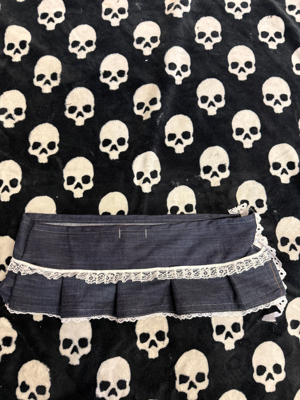 dark blue denim lace up skirt size L