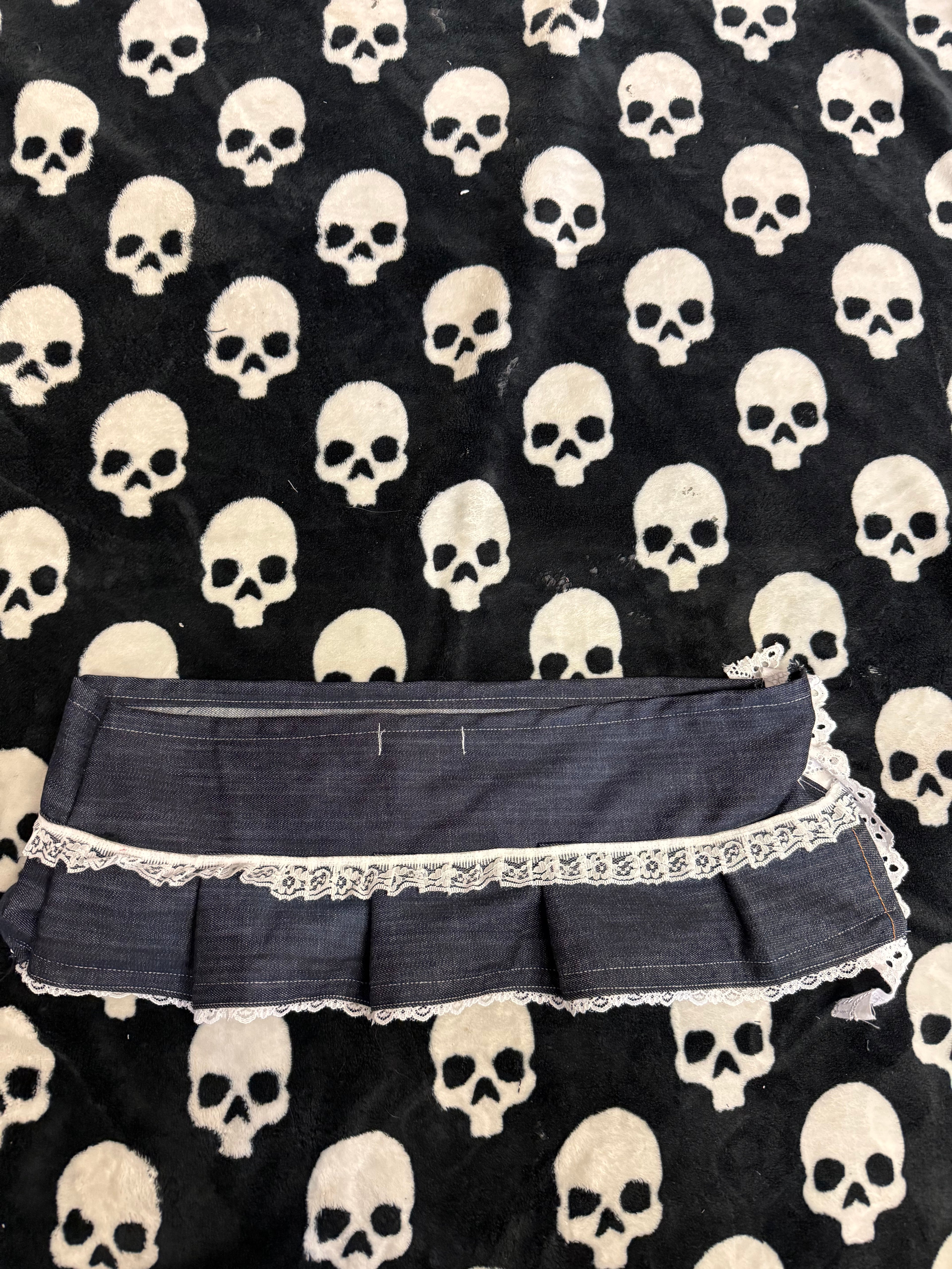 dark blue denim lace up skirt size L