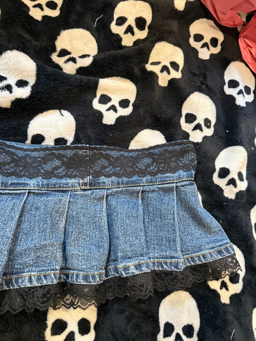denim lace up grommet skirt size xs/s