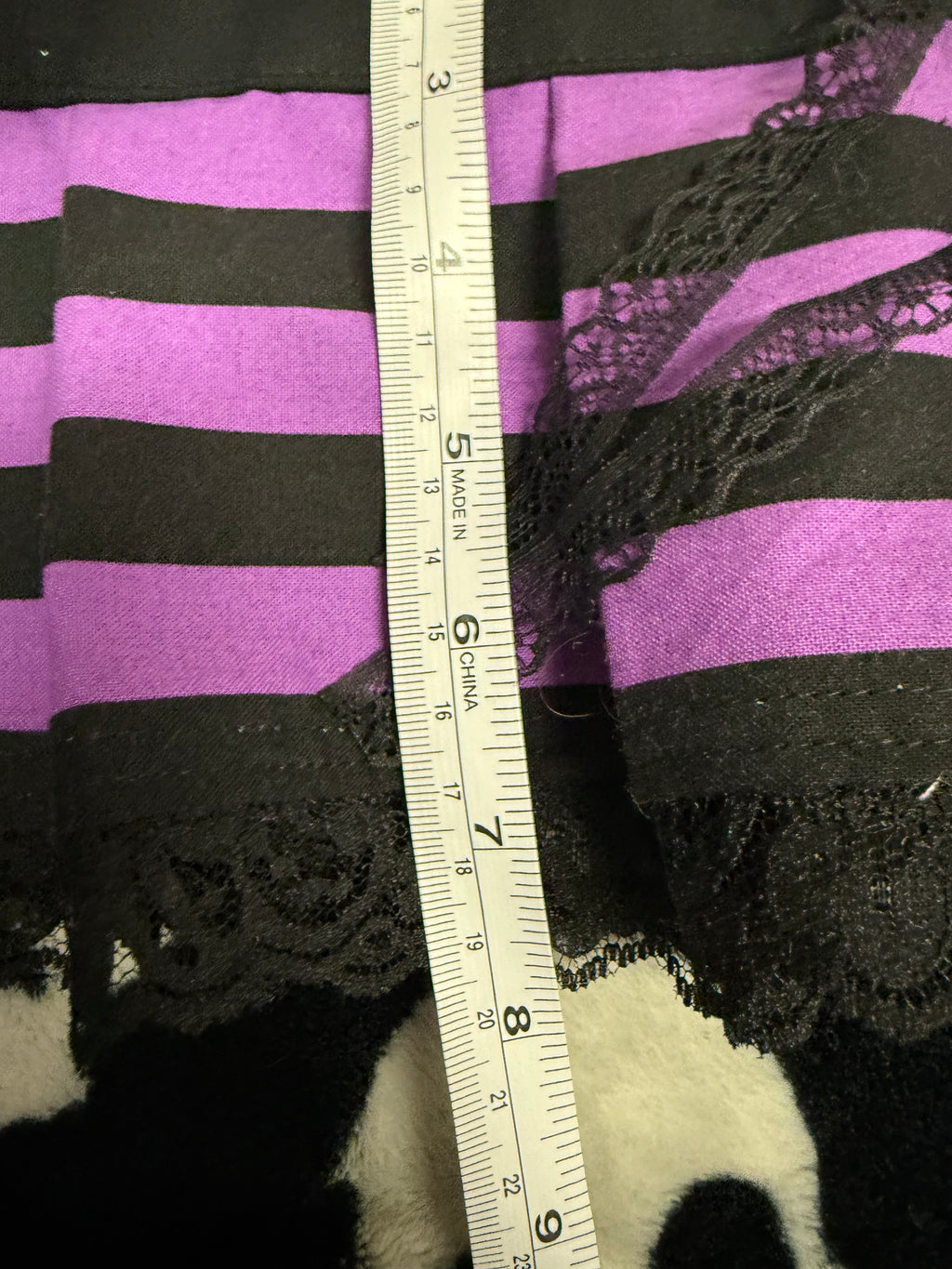 purple & black striped lace up skirt size xs